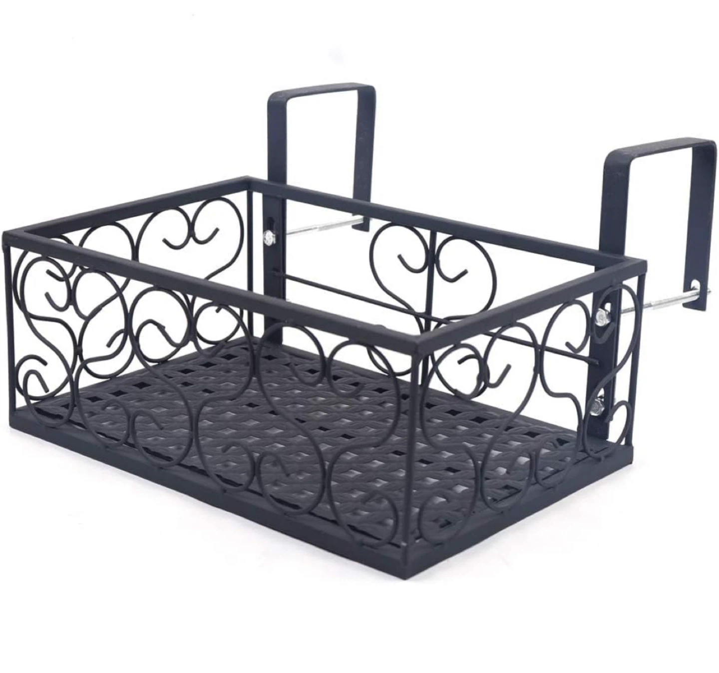 Black Metal Hanging Planter Basket 30x20x12cm
