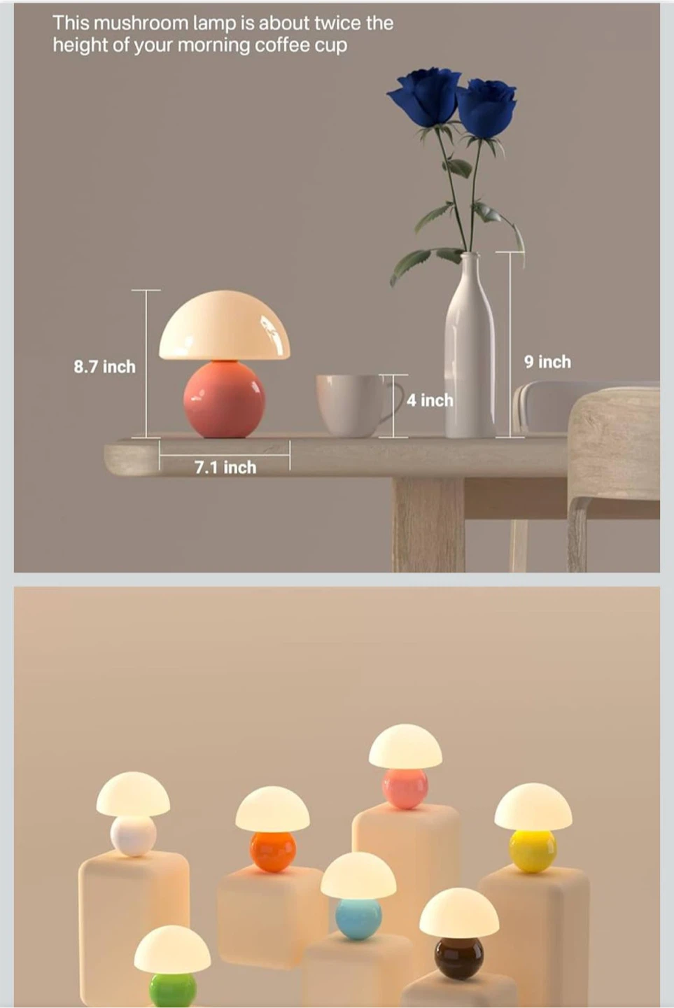 Mushroom Table Lamp - Pink - photo 5