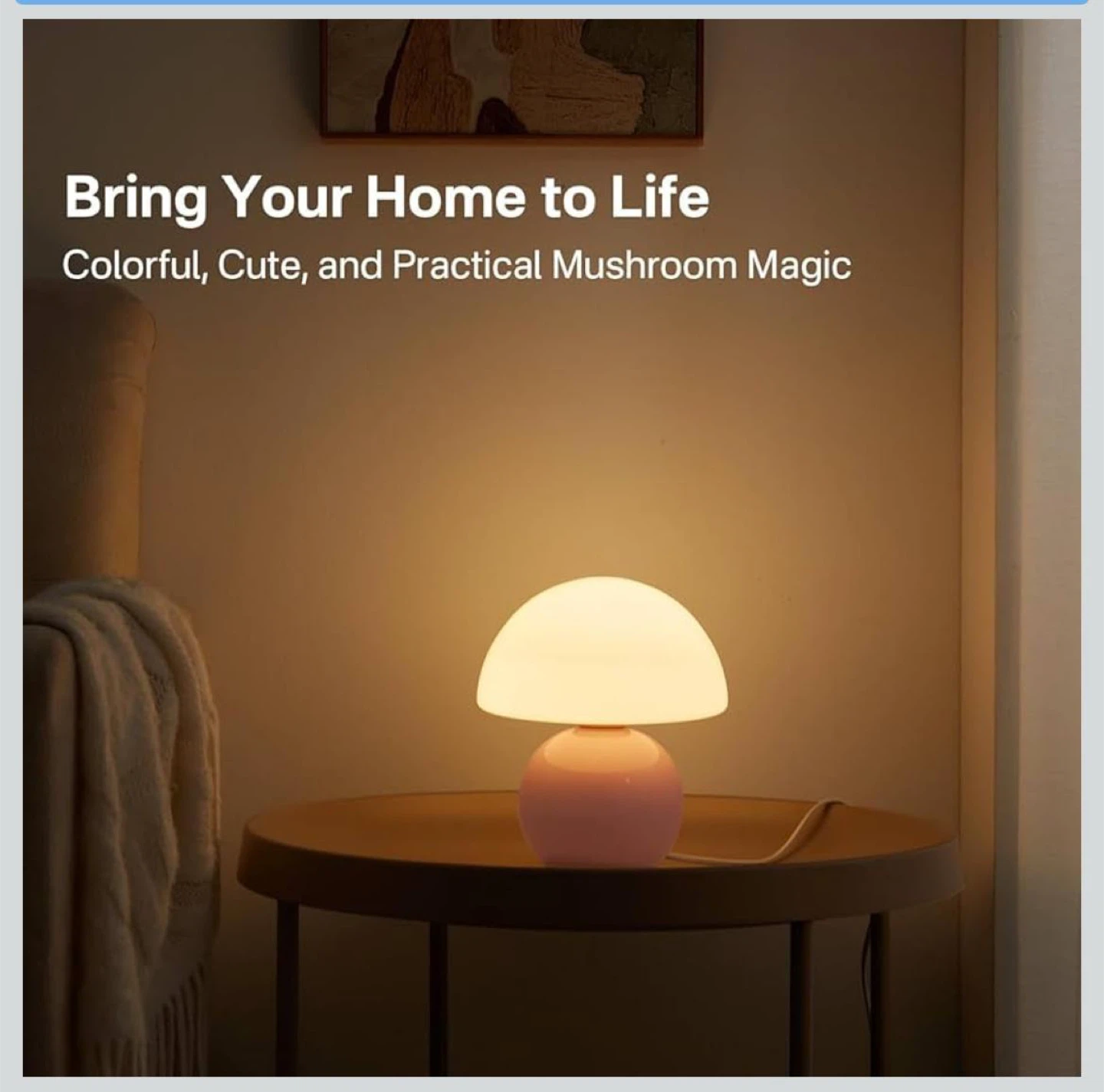 Mushroom Table Lamp - Pink - photo 2