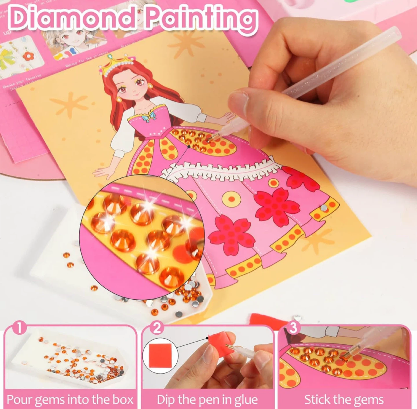 3-in-1 Dress-up Stickers & Princess Makeup & Diamond Painting - photo 5