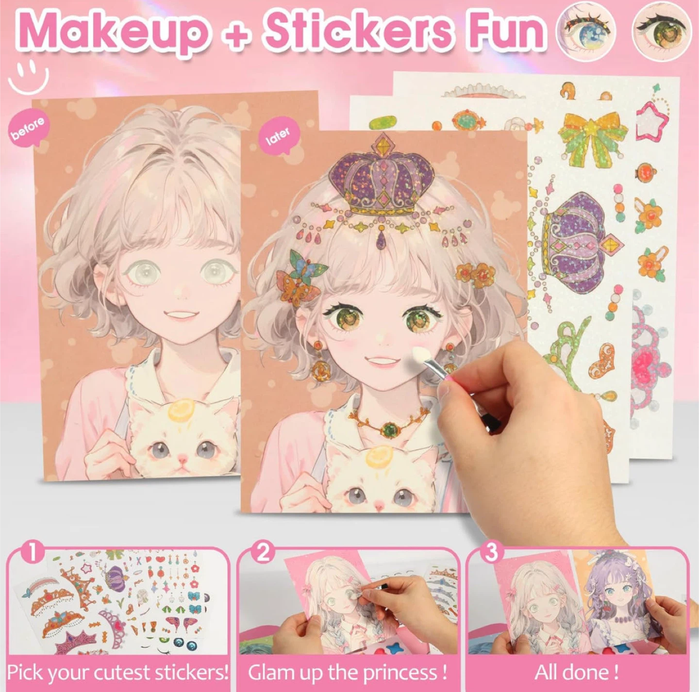 3-in-1 Dress-up Stickers & Princess Makeup & Diamond Painting - photo 3