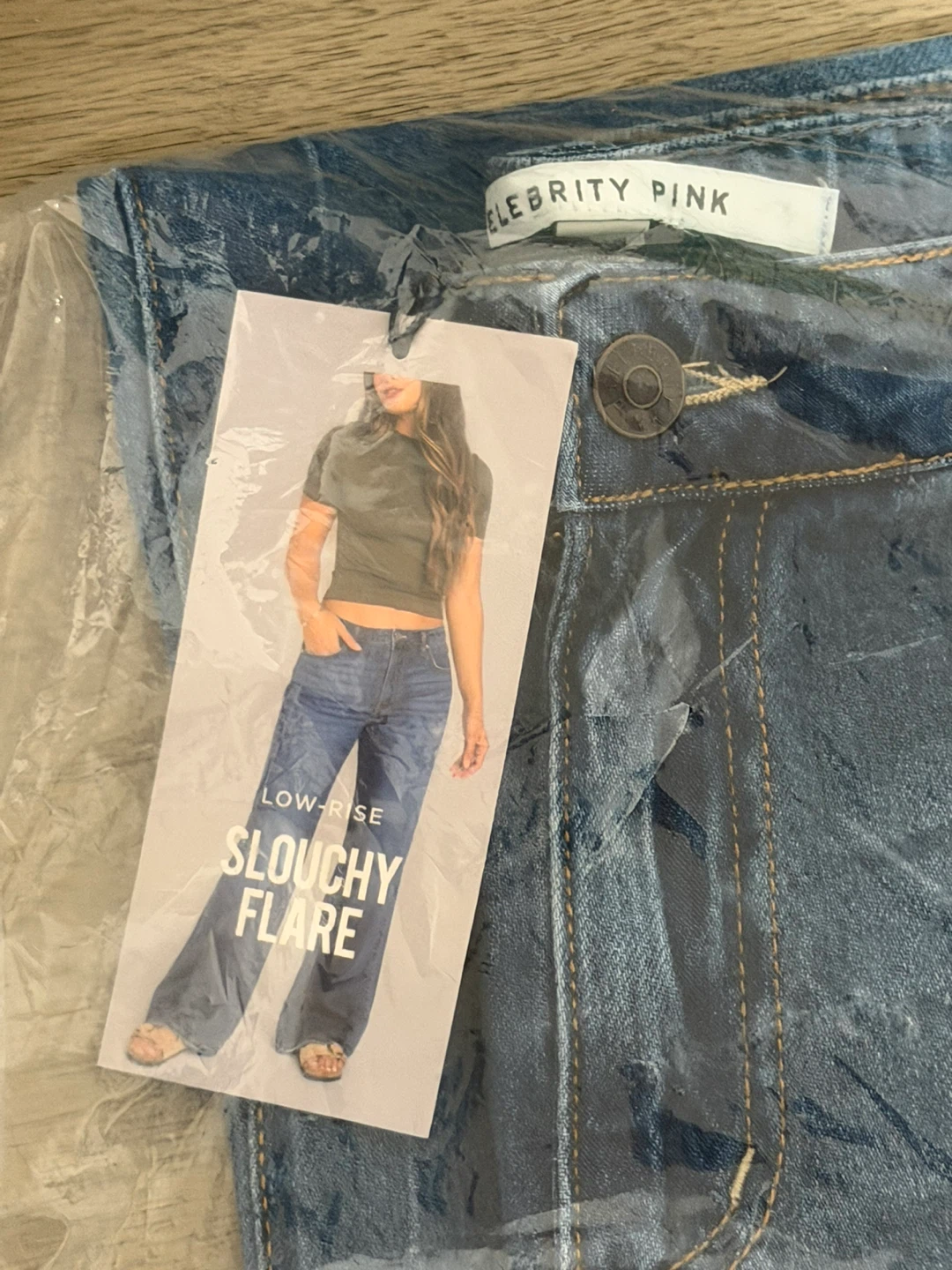 New Celebrity Pink Slouchy Flare Jeans, Size 11/30 - photo 2