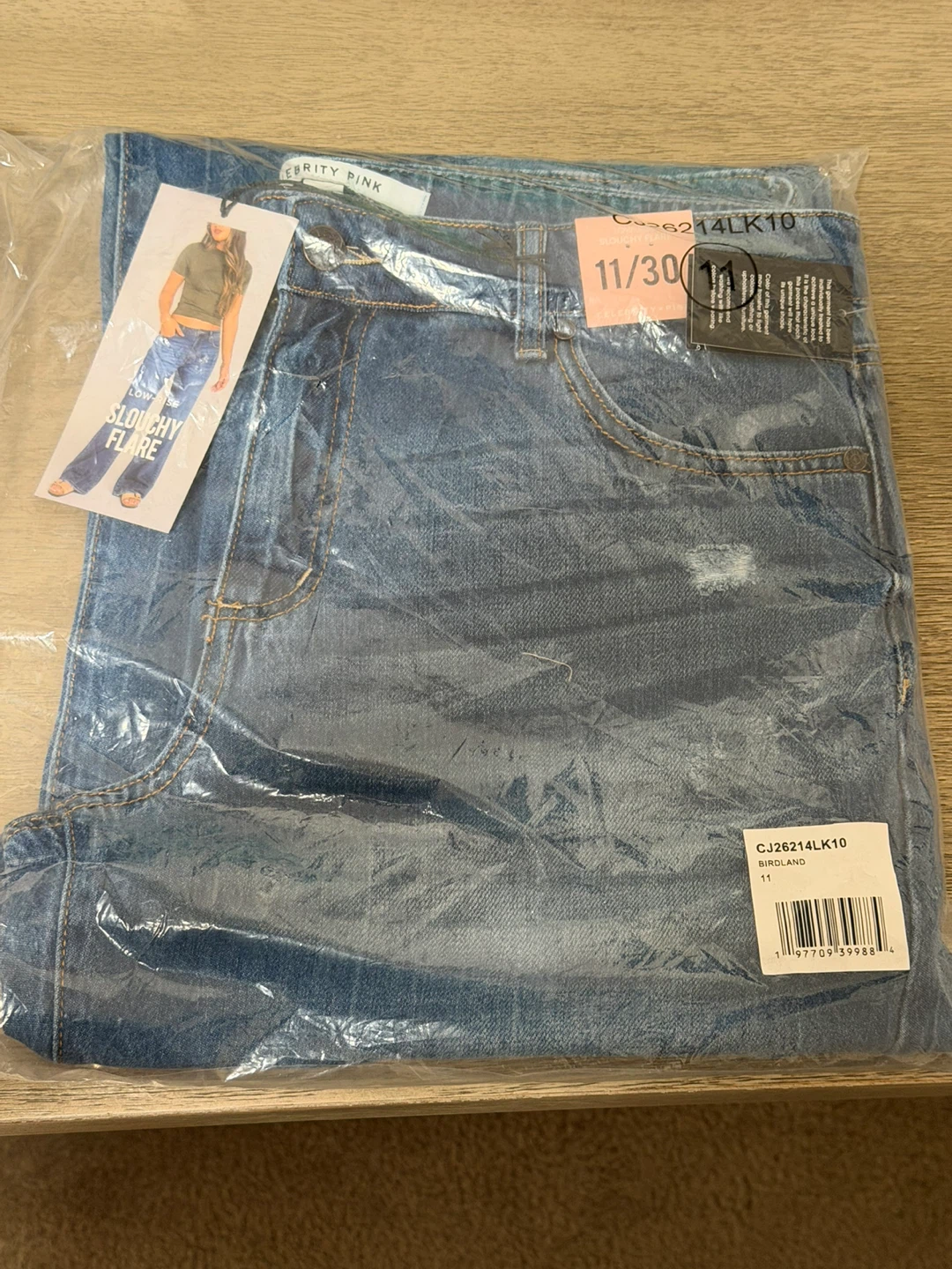 New Celebrity Pink Slouchy Flare Jeans, Size 11/30