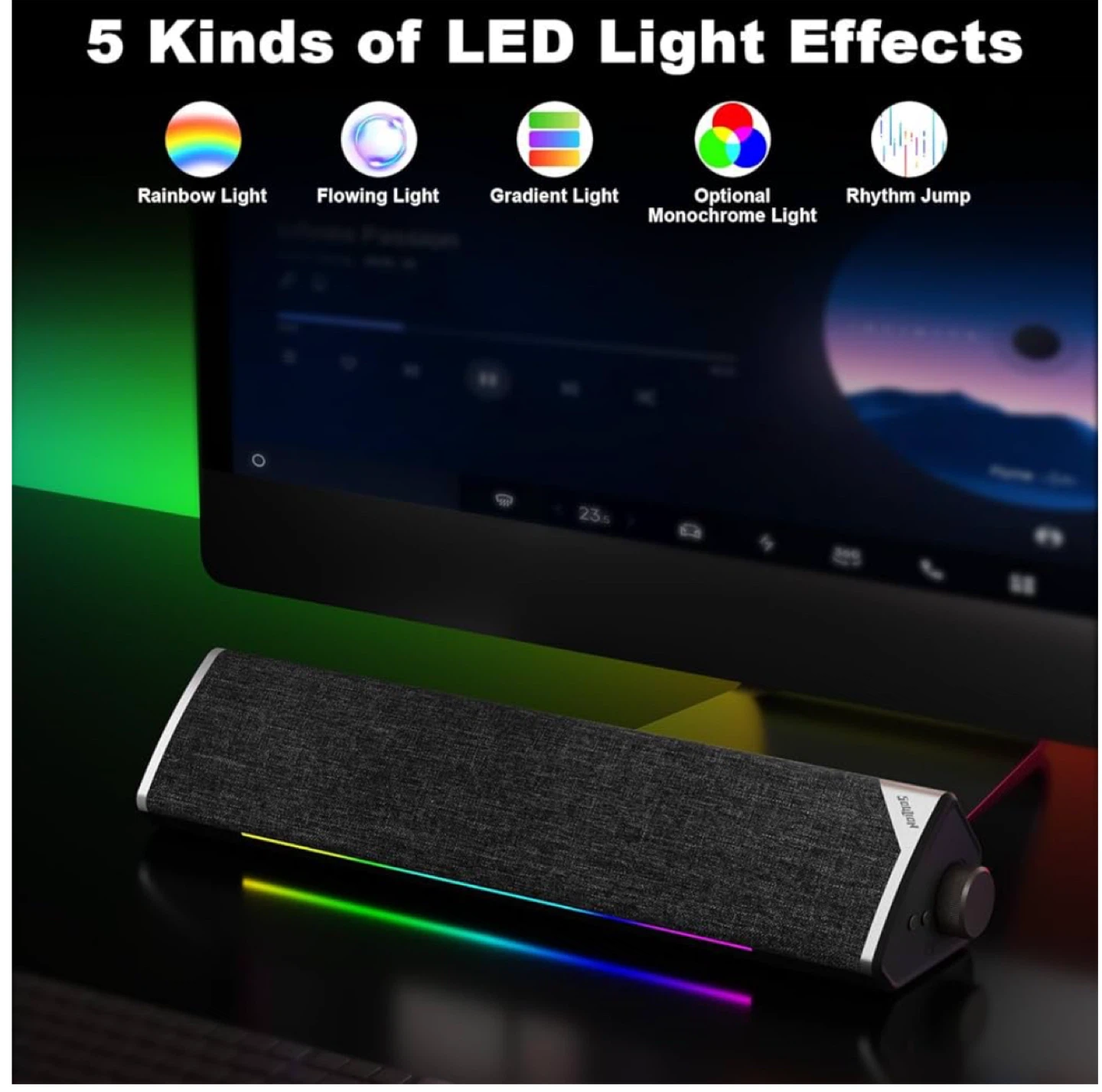 Computer Soundbar with LED Light Effects - photo 4