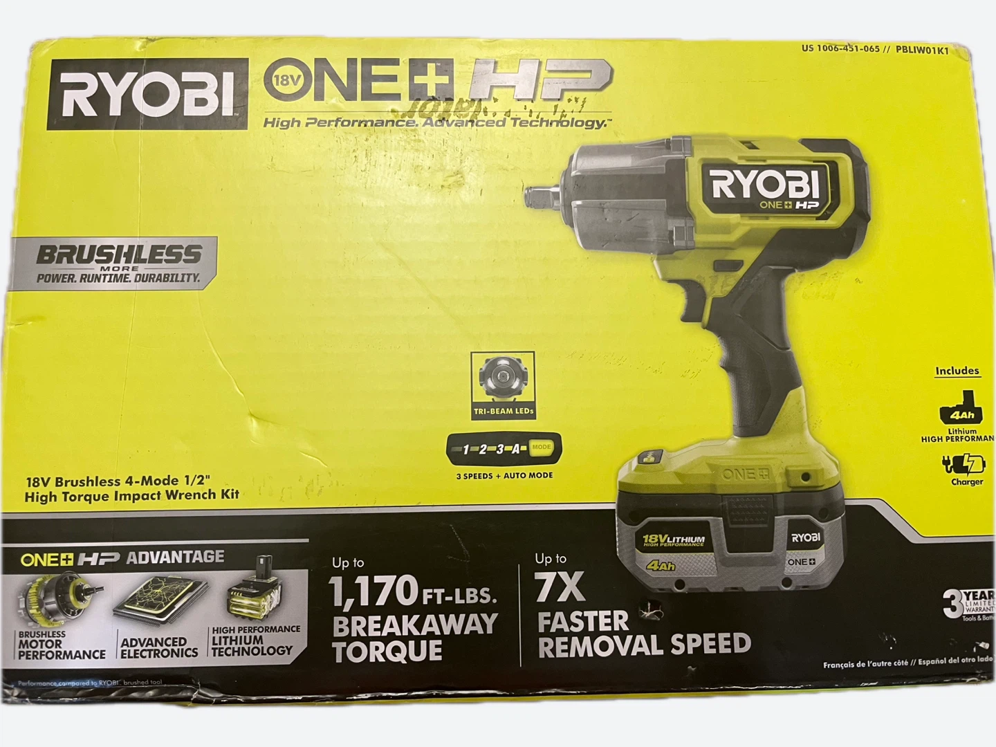 Ryobi ONE+ HP 18V Impact Wrench Kit