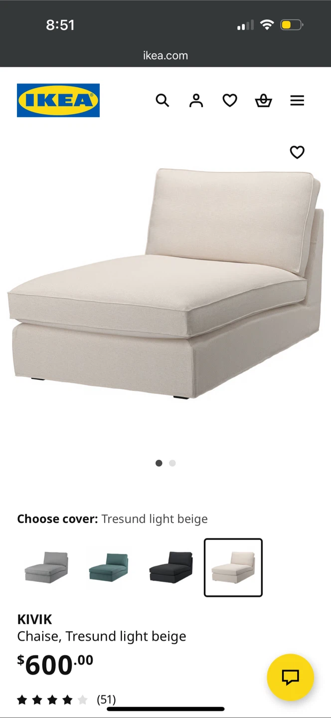 IKEA Kivik Chaise - Tresund Light Beige