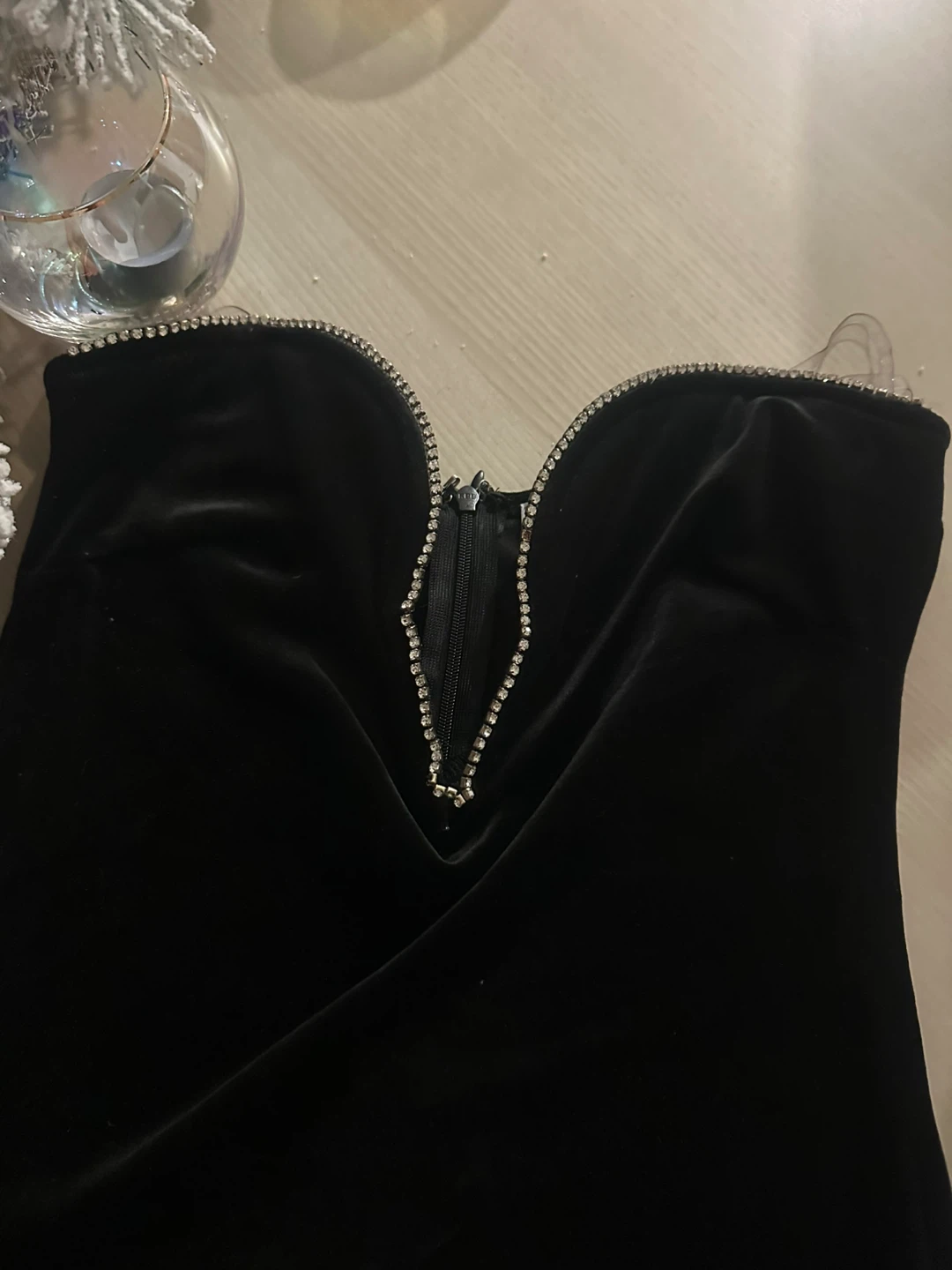 Black Velvet Mini Dress - photo 2