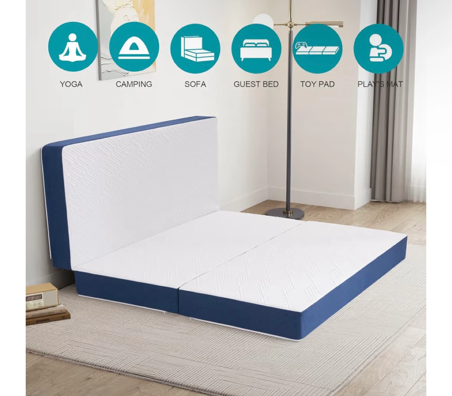 Tri-Fold Mattress Twin Size - Blue - photo 3