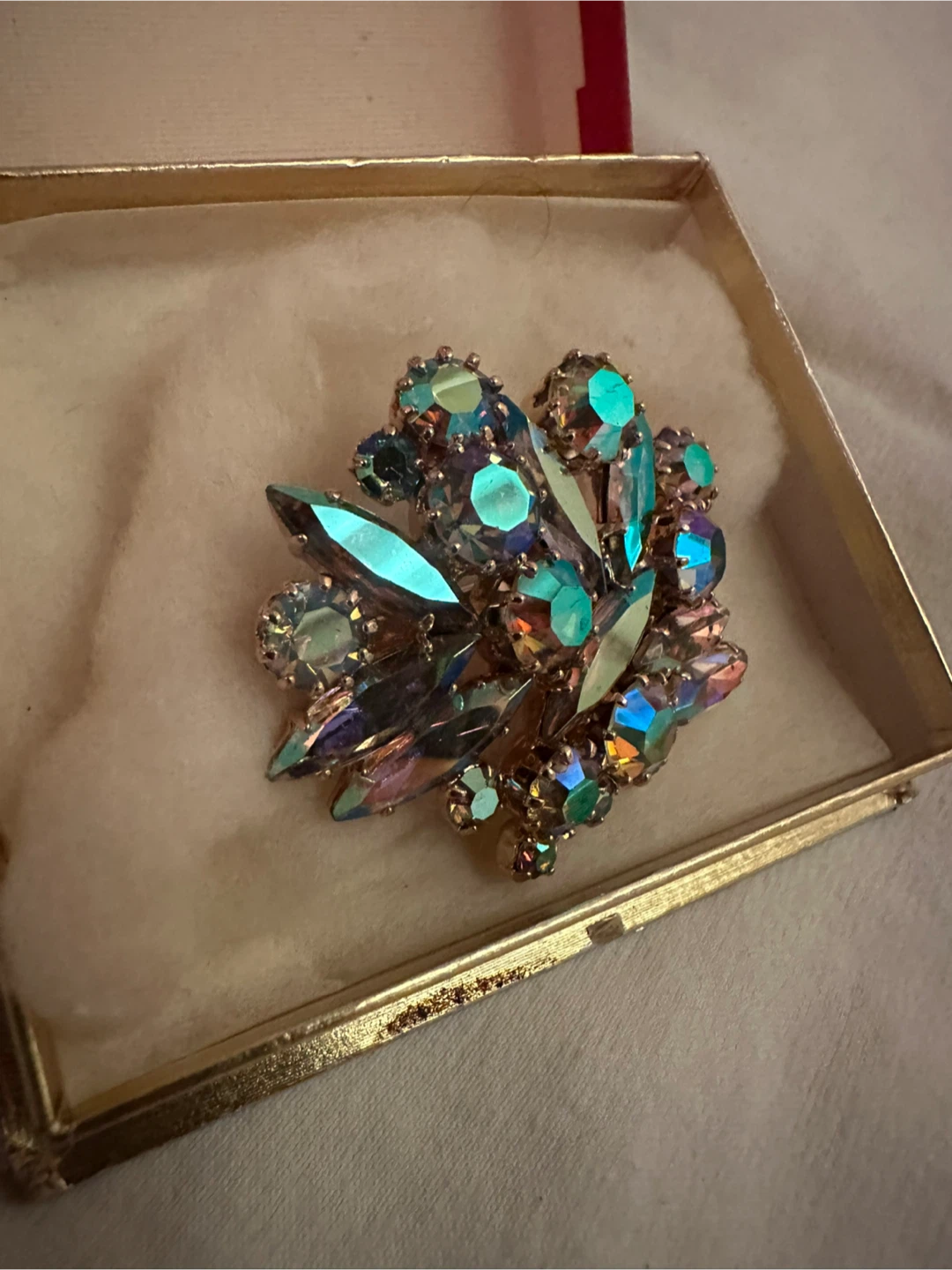 Vintage Aurora Borealis Brooch in Box
