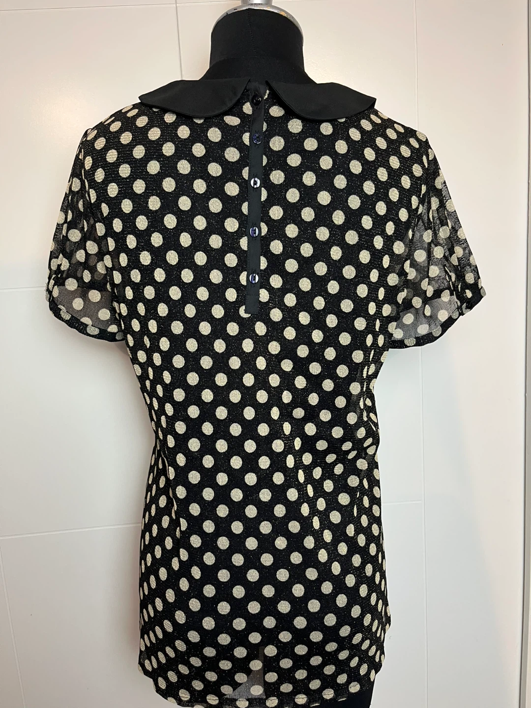 Polka Dot Blouse with Peter Pan Collar - photo 2