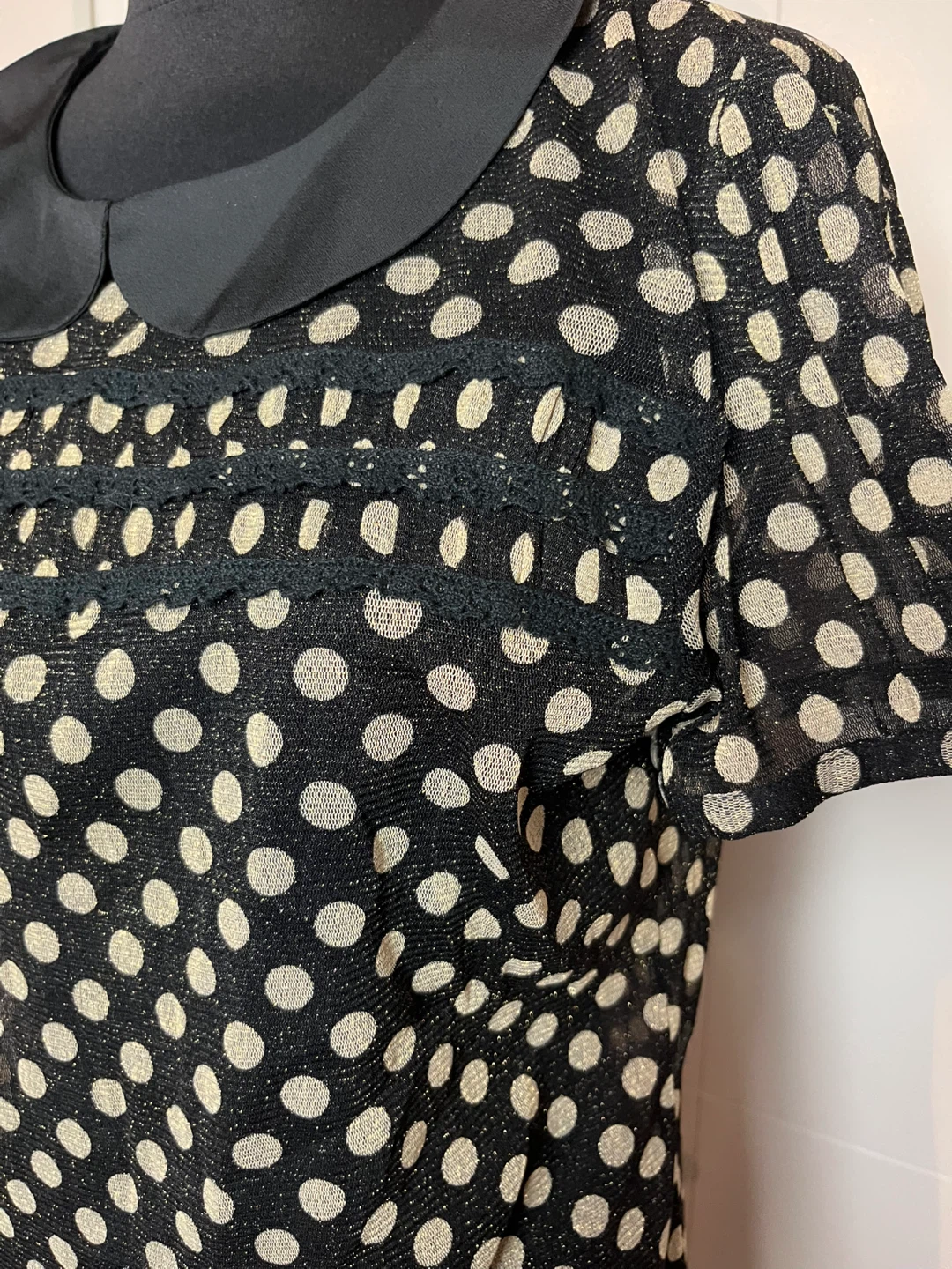 Polka Dot Blouse with Peter Pan Collar - photo 3
