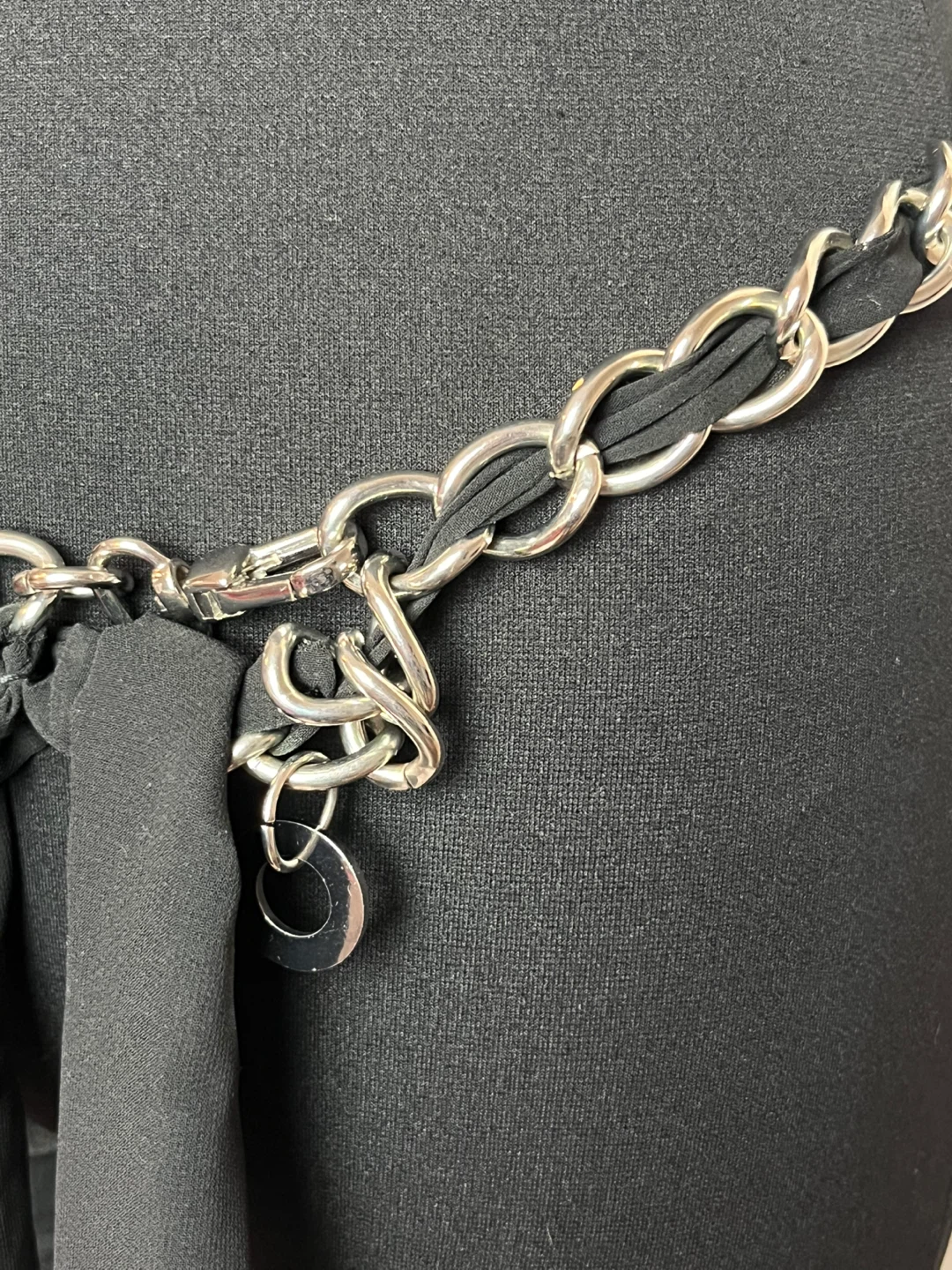 Chain Belt with Black Fabric Detail, 29 inches - photo 2