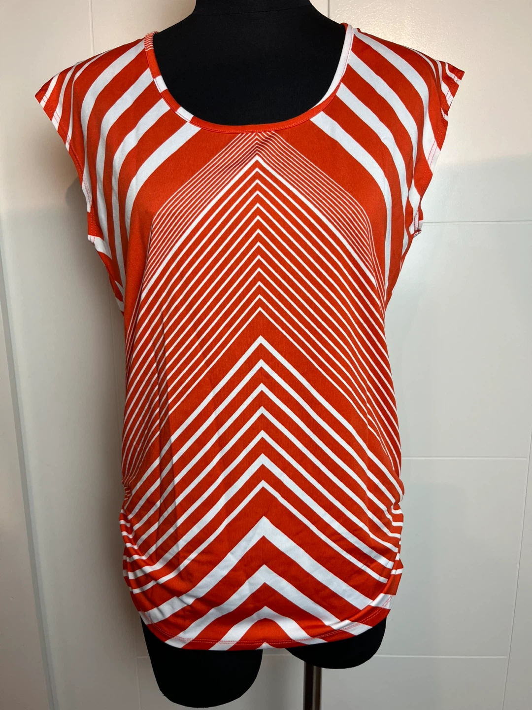 Melanie Lyne Orange & White Striped Top XS