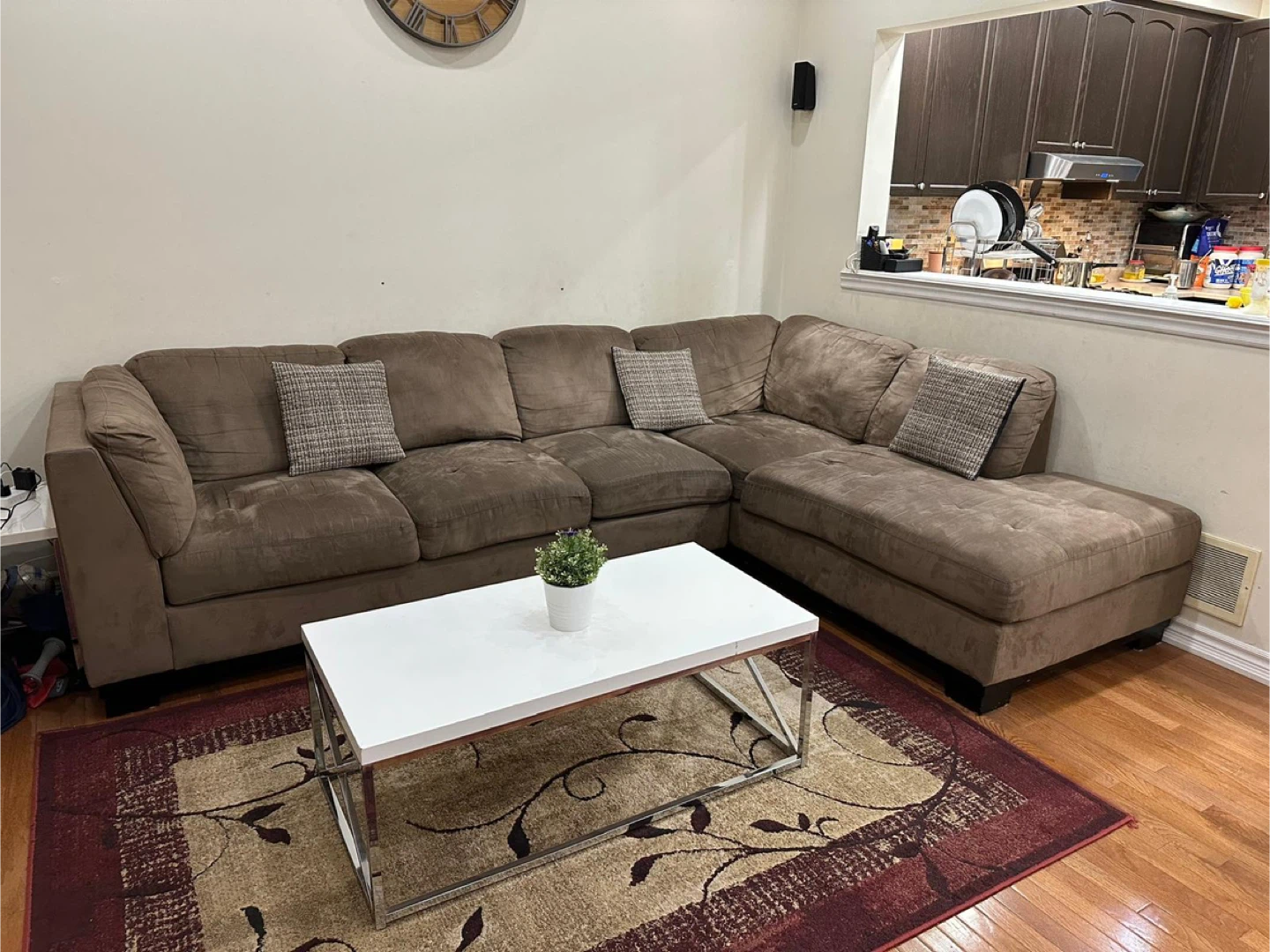 L-shaped Brown Sectional Sofa - photo 5