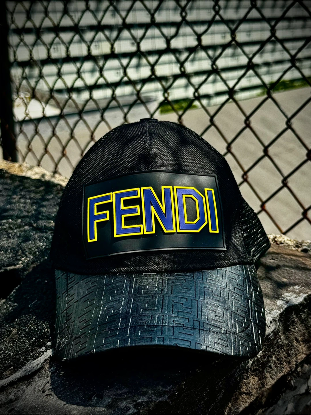 Fendi Black Mesh Baseball Cap
