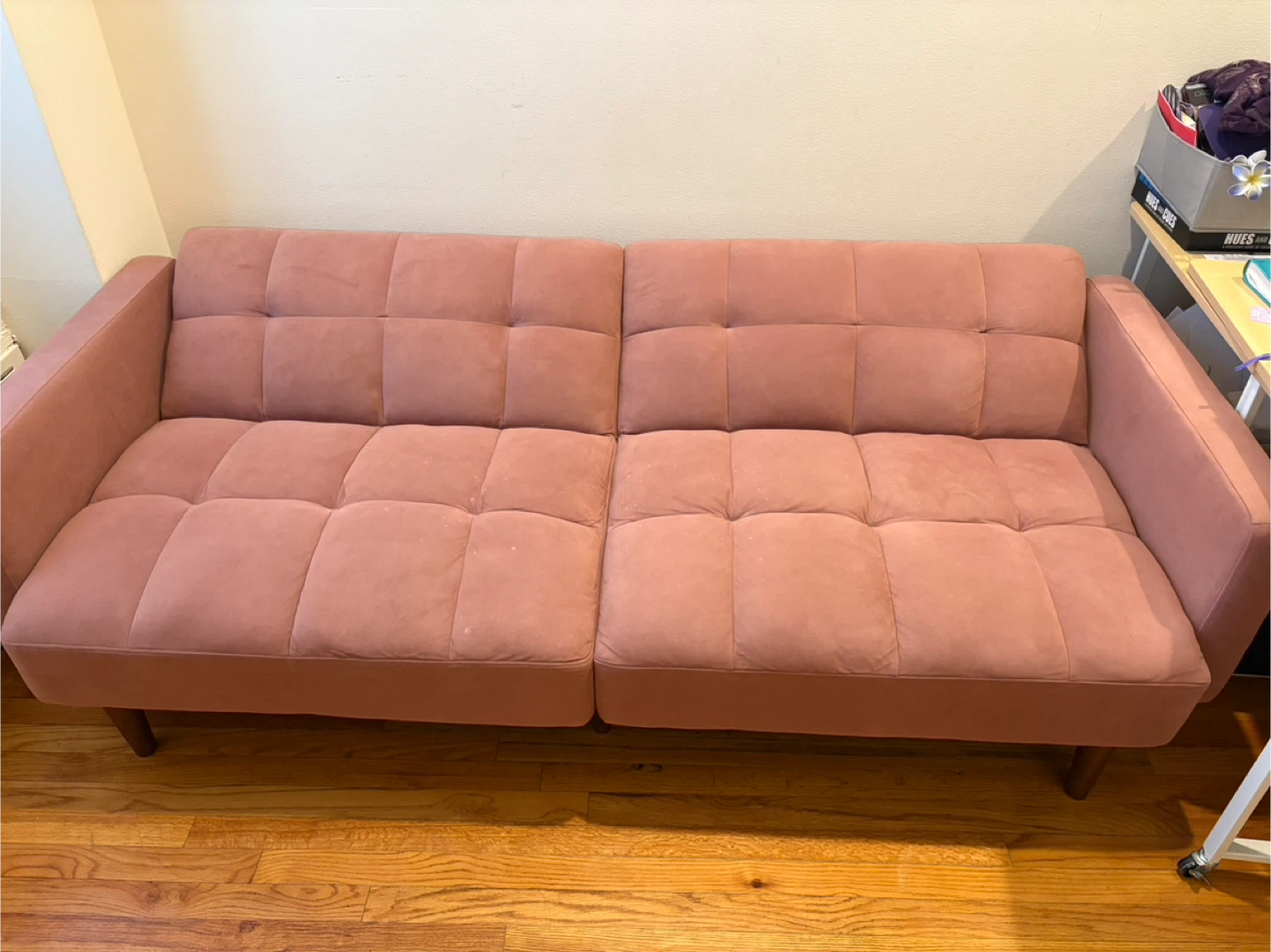 Pink Velvet Futon Couch - photo 5