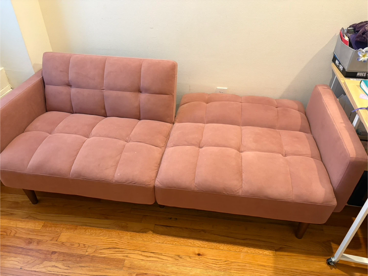 Pink Velvet Futon Couch - photo 2