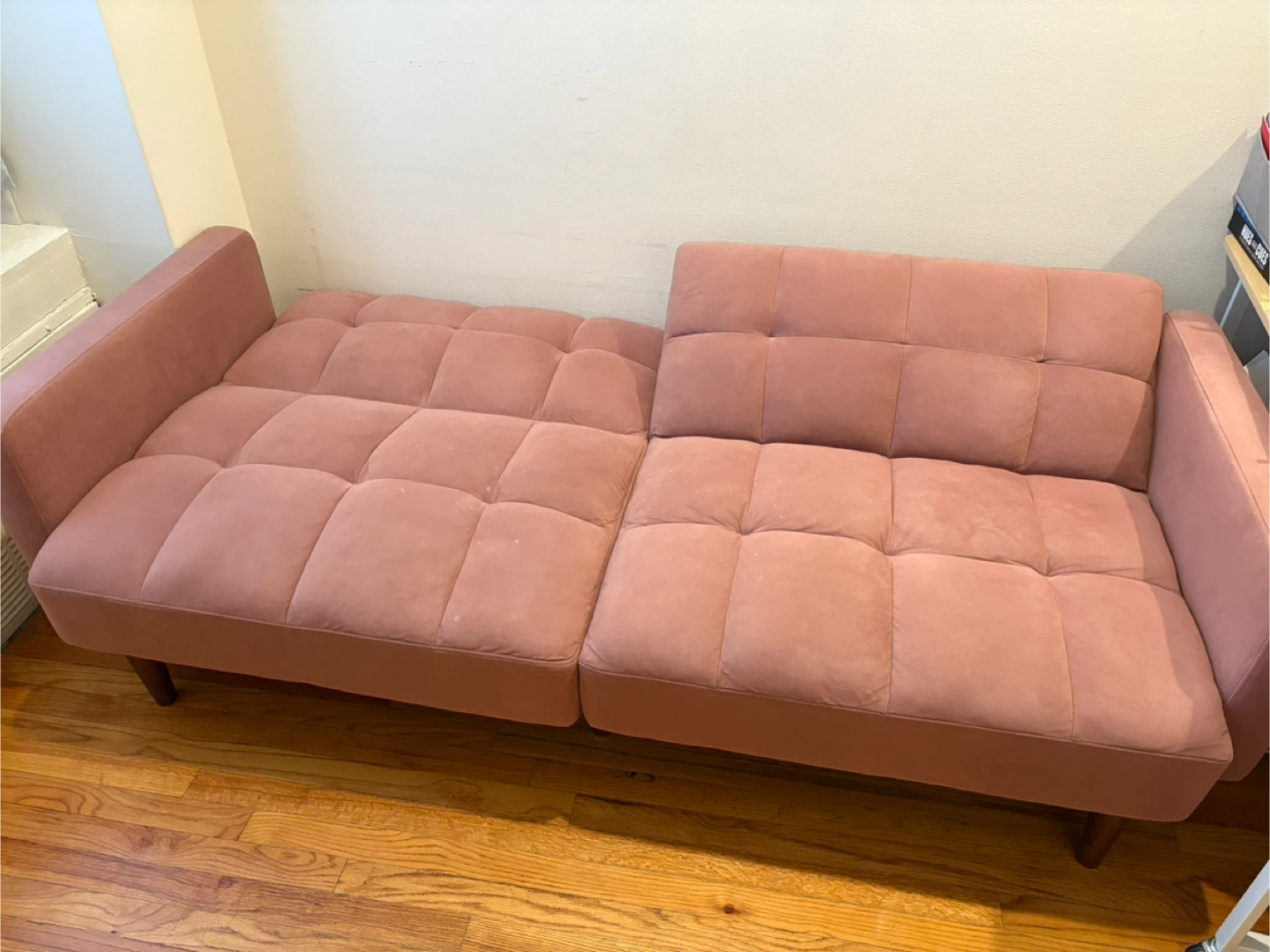 Pink Velvet Futon Couch - photo 4