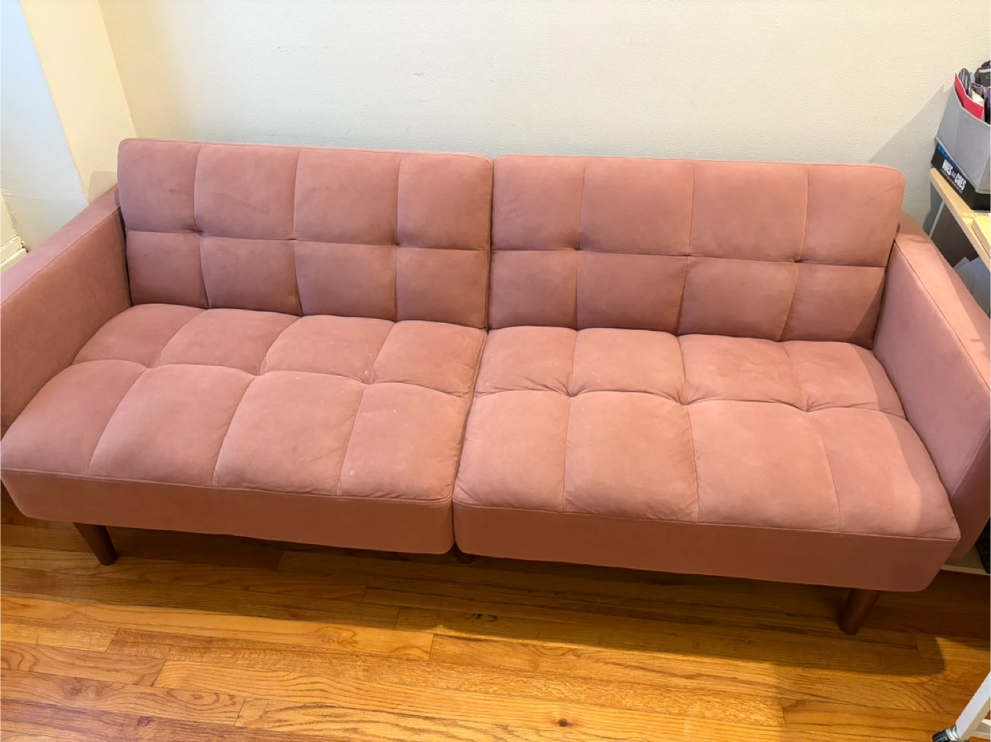 Pink Velvet Futon Couch