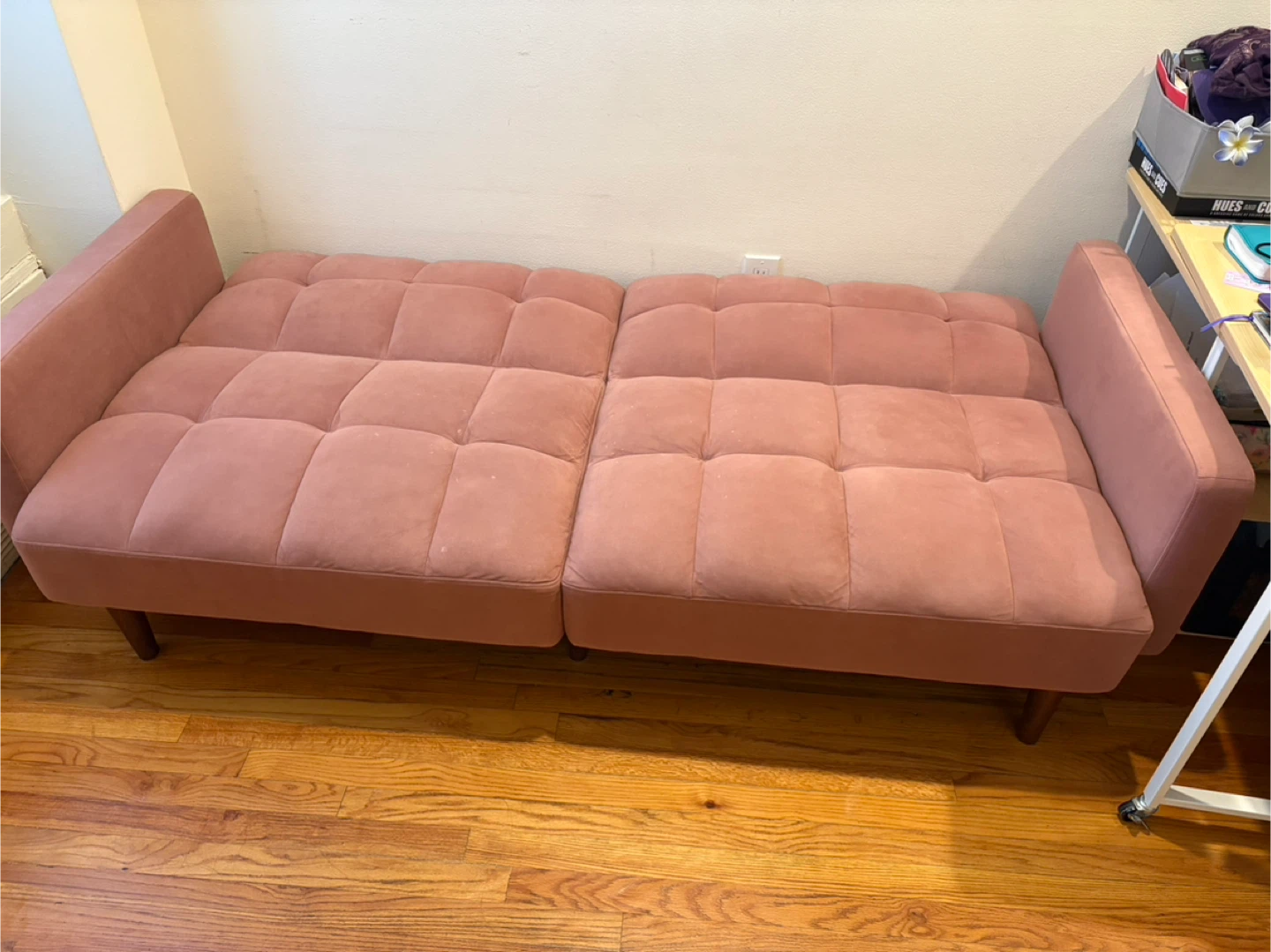 Pink Velvet Futon Couch - photo 3