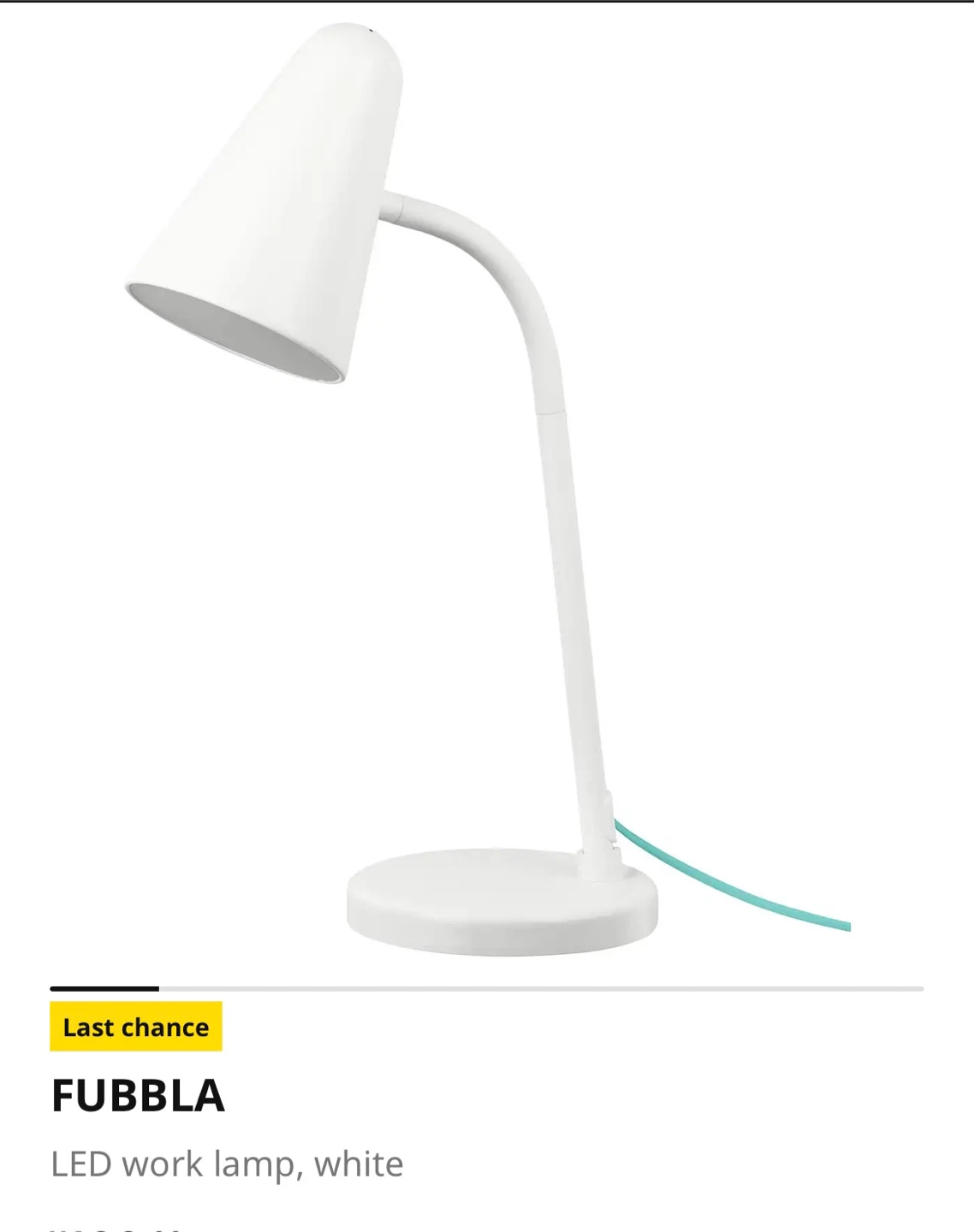 IKEA FUBBLA LED Work Lamp - White - photo 3