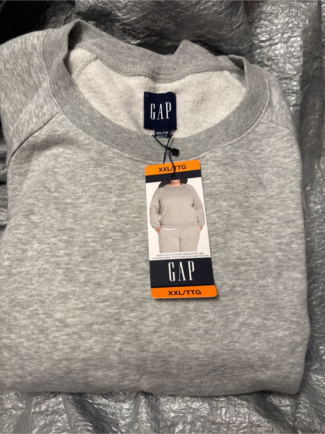 New GAP XXL Grey Crewneck Sweatshirt