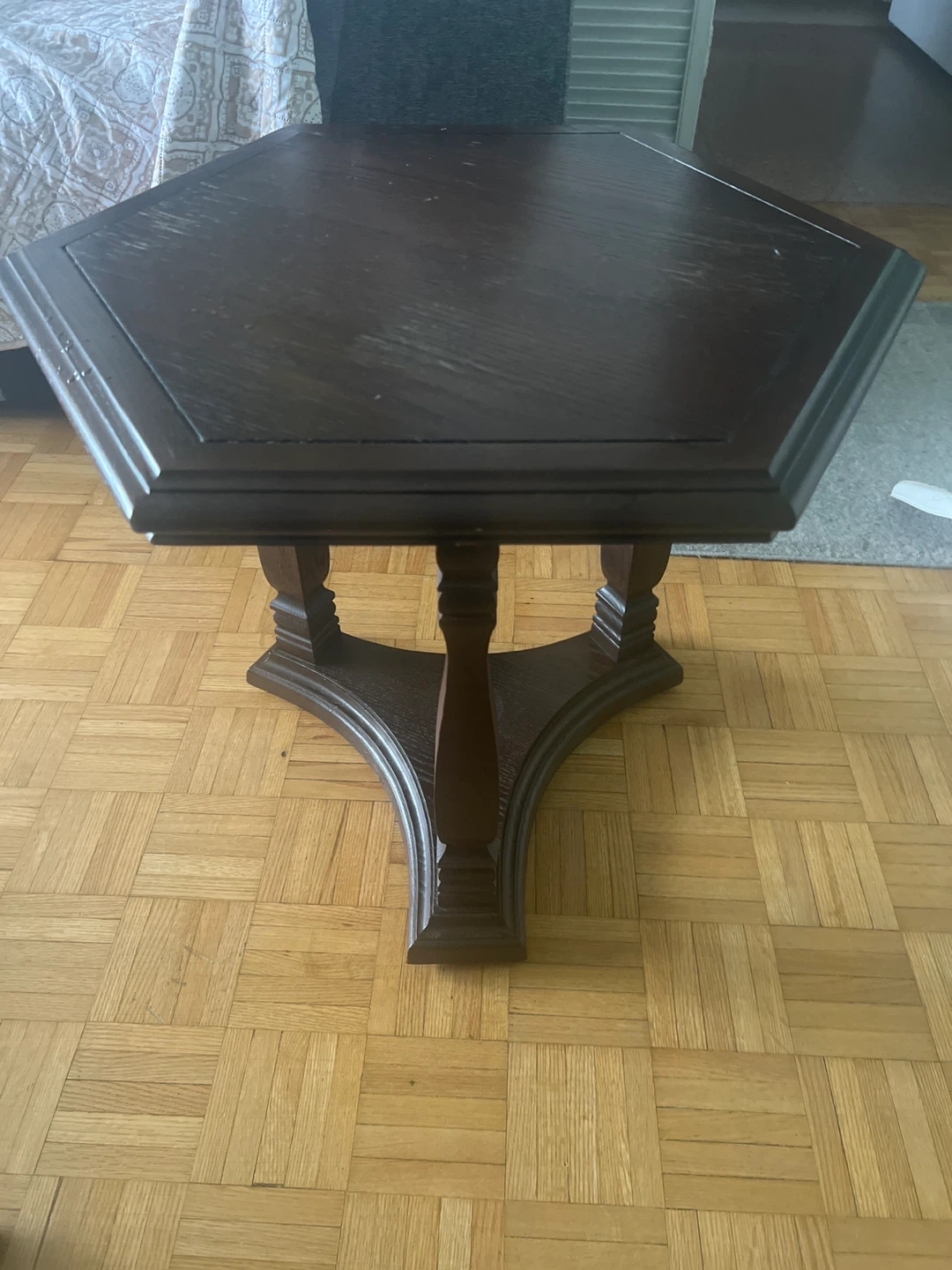 Brown Wooden Hexagon Coffee Table