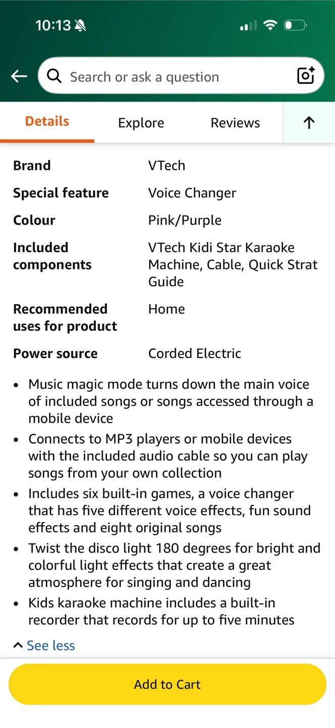 VTech Kidi Star Karaoke Machine, Pink/Purple (English Version) - photo 2