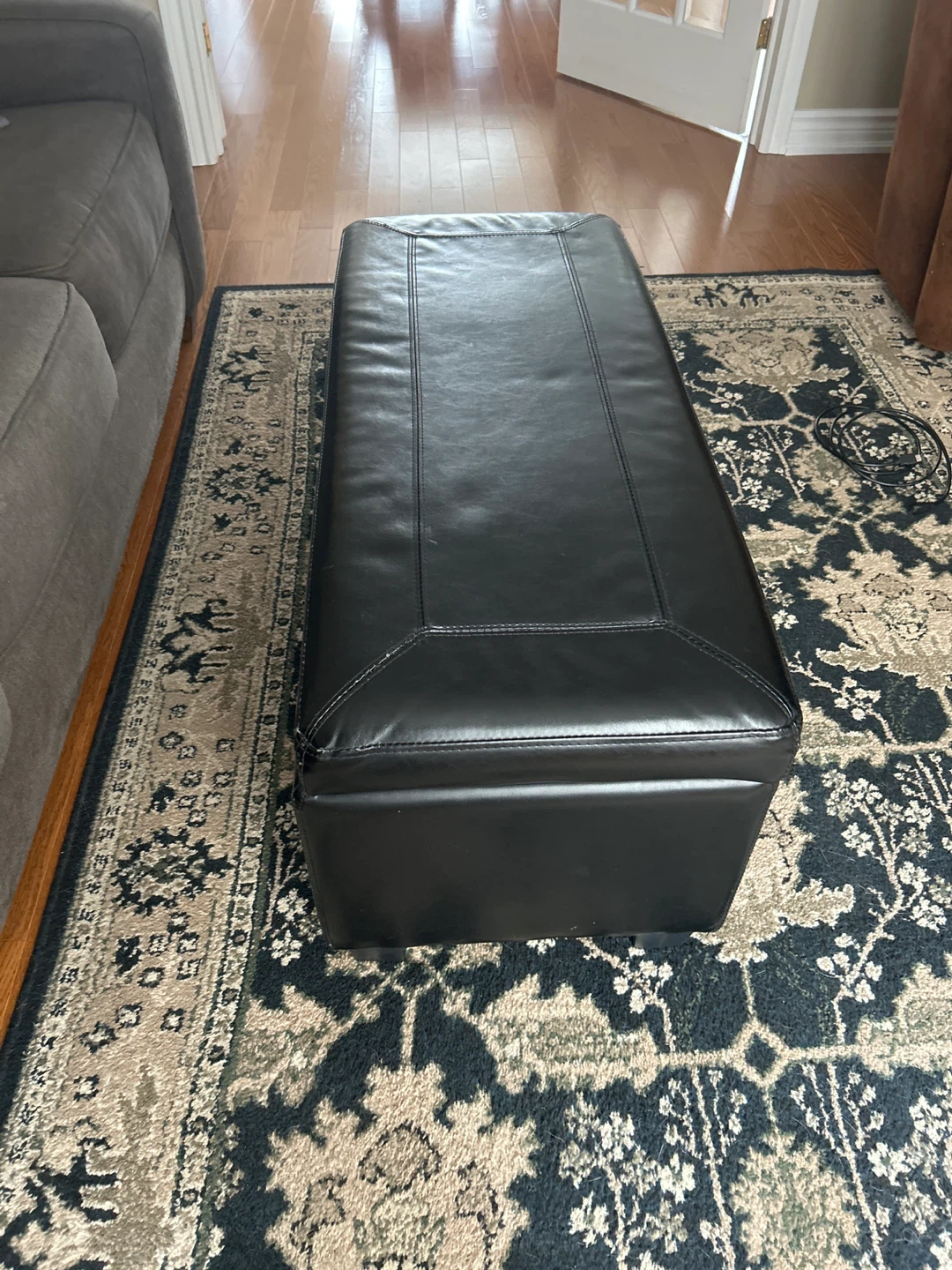 Black Storage Ottoman Bench - photo 2