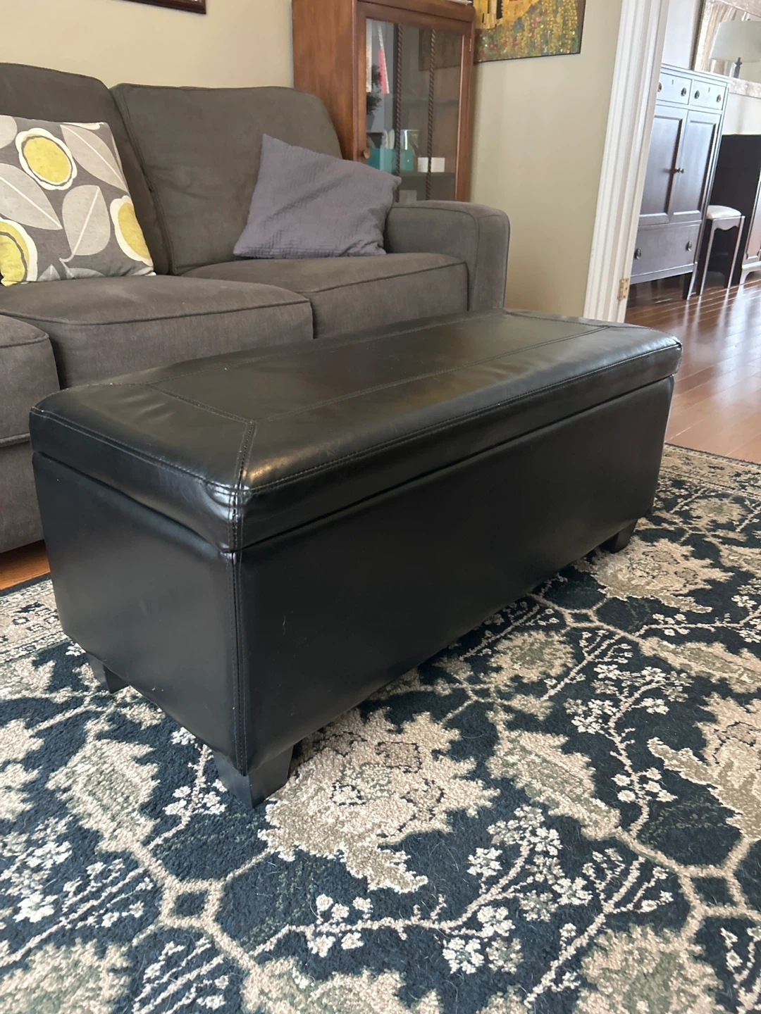 Black Storage Ottoman Bench