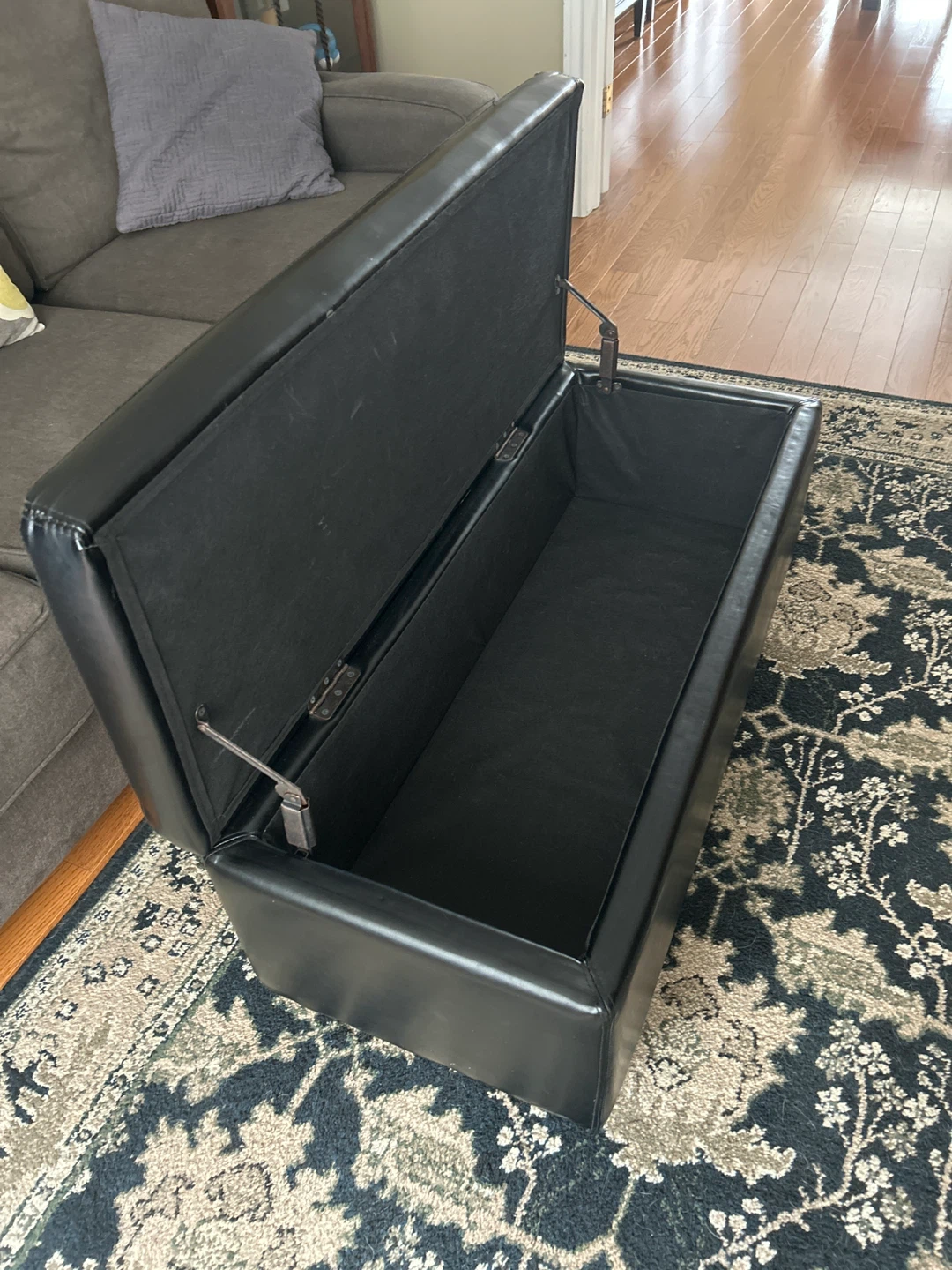 Black Storage Ottoman Bench - photo 3