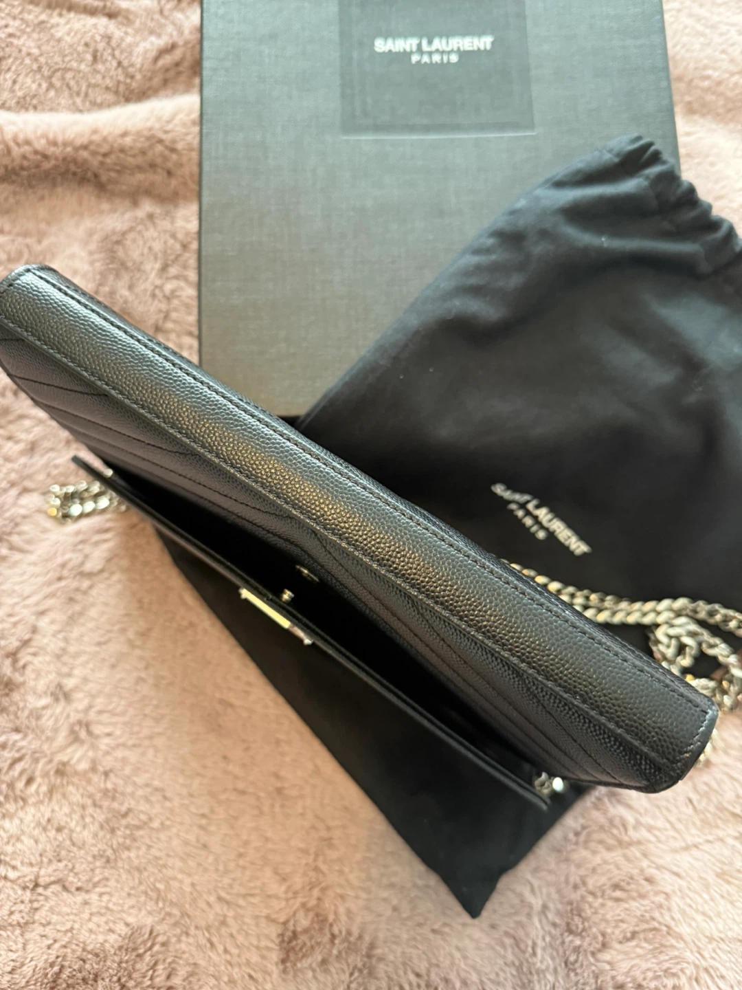YSL CLASSIC CASSANDRE CHAIN WALLET IN GRAIN DE POUDRE LEATHER - photo 4
