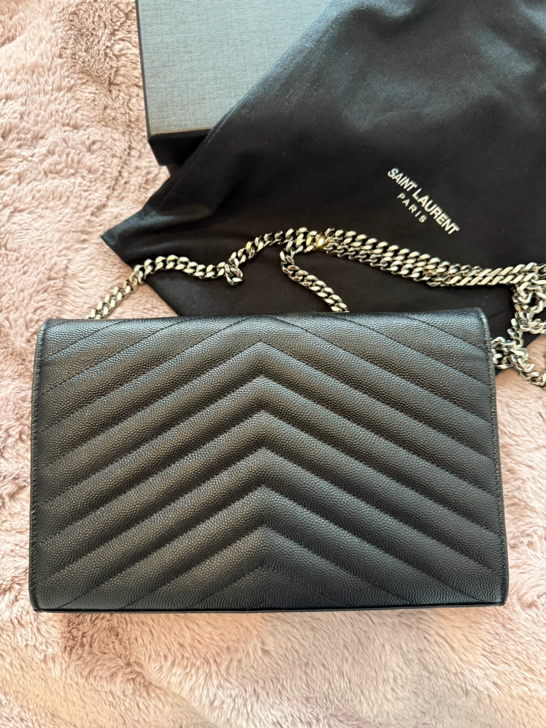 YSL CLASSIC CASSANDRE CHAIN WALLET IN GRAIN DE POUDRE LEATHER - photo 5