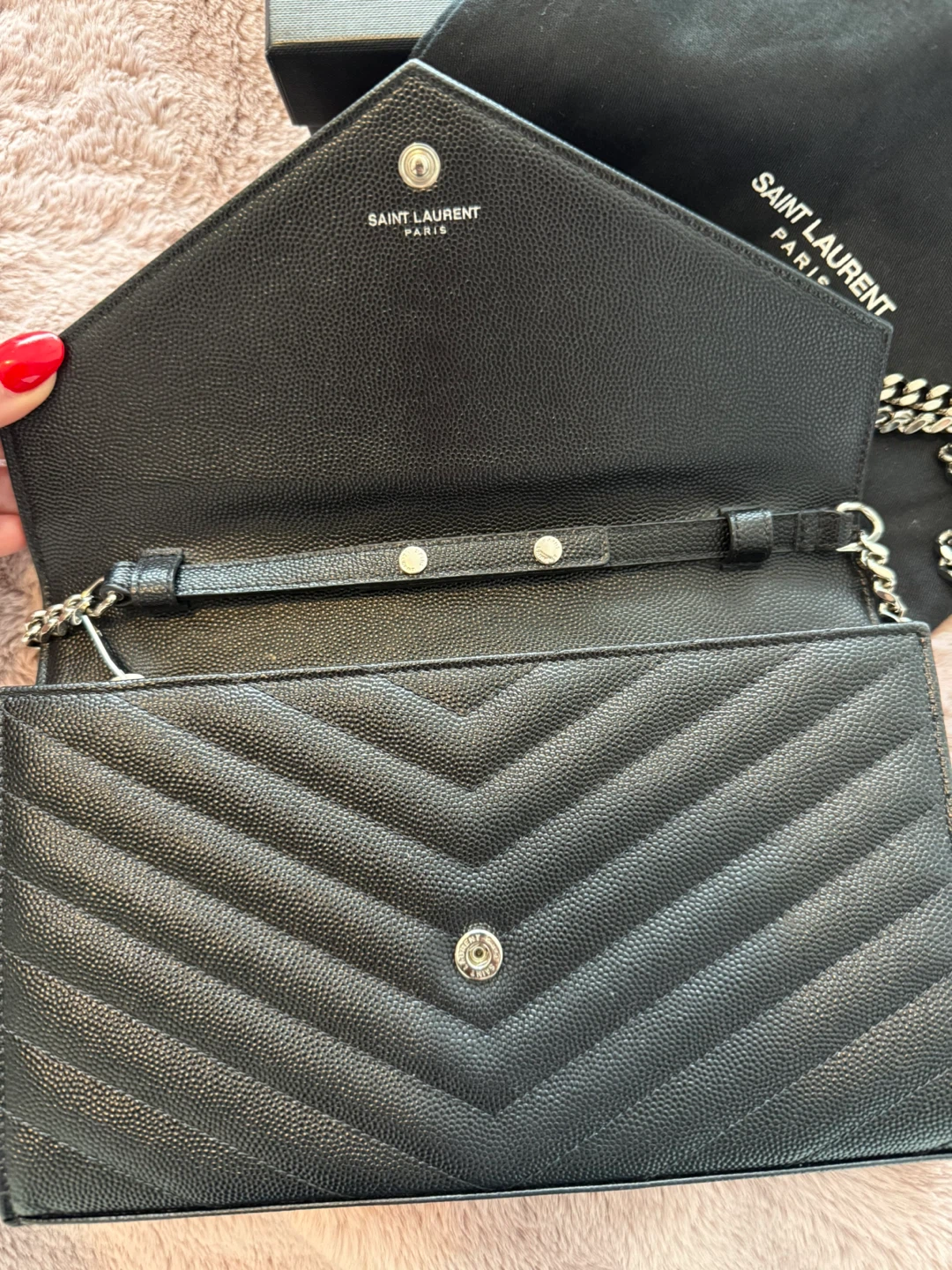 YSL CLASSIC CASSANDRE CHAIN WALLET IN GRAIN DE POUDRE LEATHER - photo 3