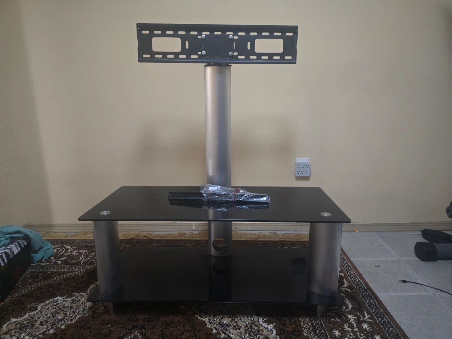 Black Glass TV Stand with Mount