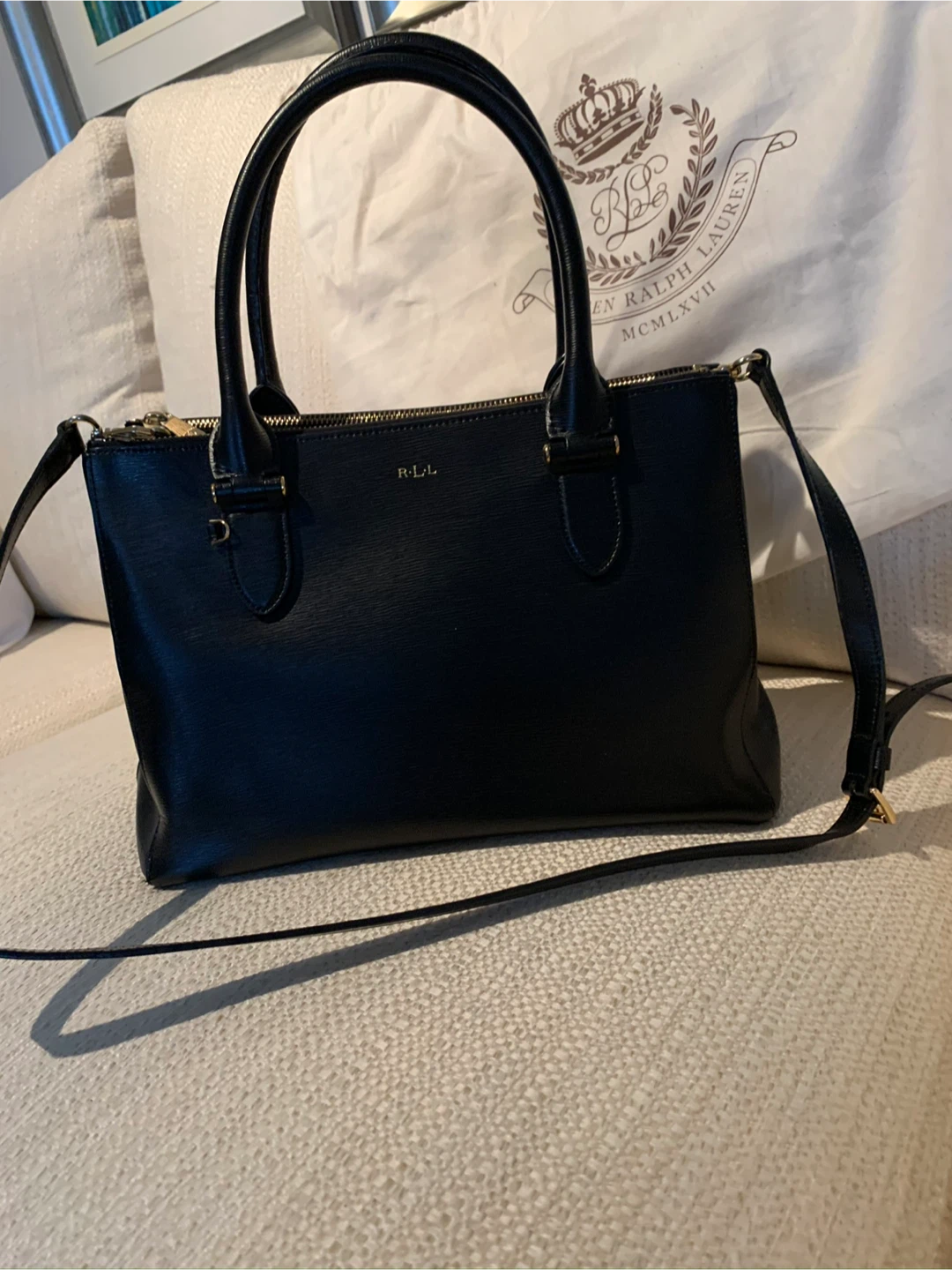 Ralph Lauren Black Leather Satchel