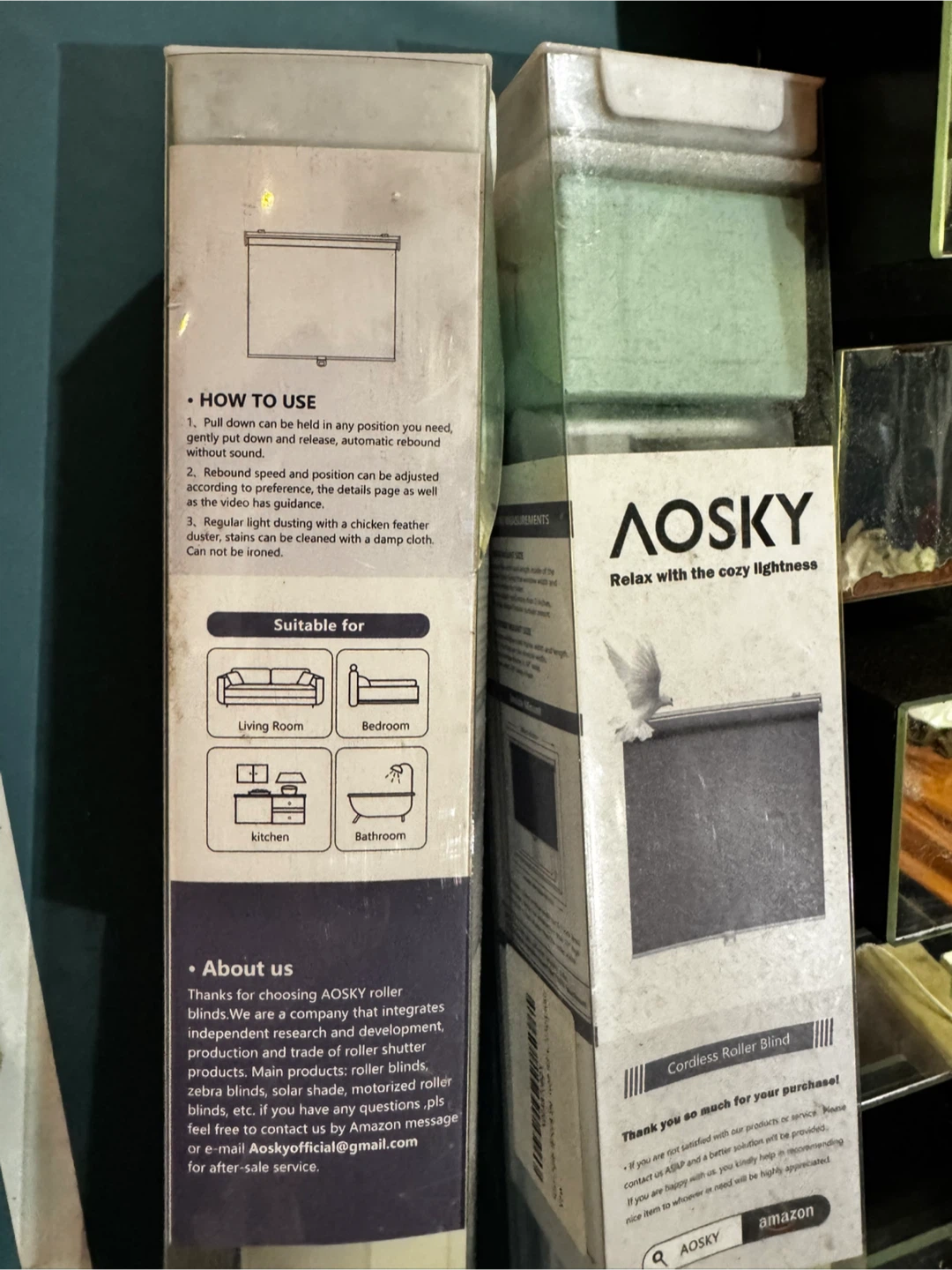2 AOSKY Cordless Roller Blinds- New in Box! - photo 5