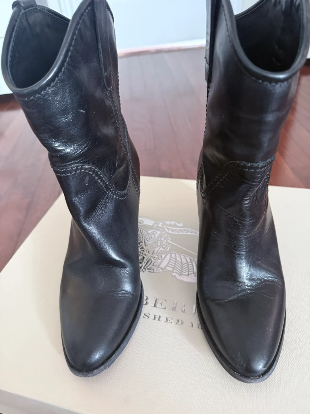 Burberry Black Leather Cowboy Boots - photo 2