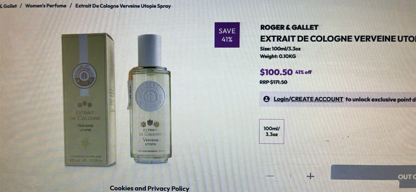 Roger & Gallet Verveine Utopie Cologne 100ml