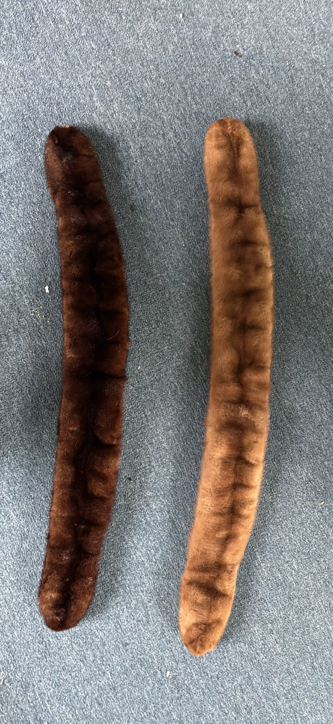 Two Fur Stoles - Brown & Light Brown