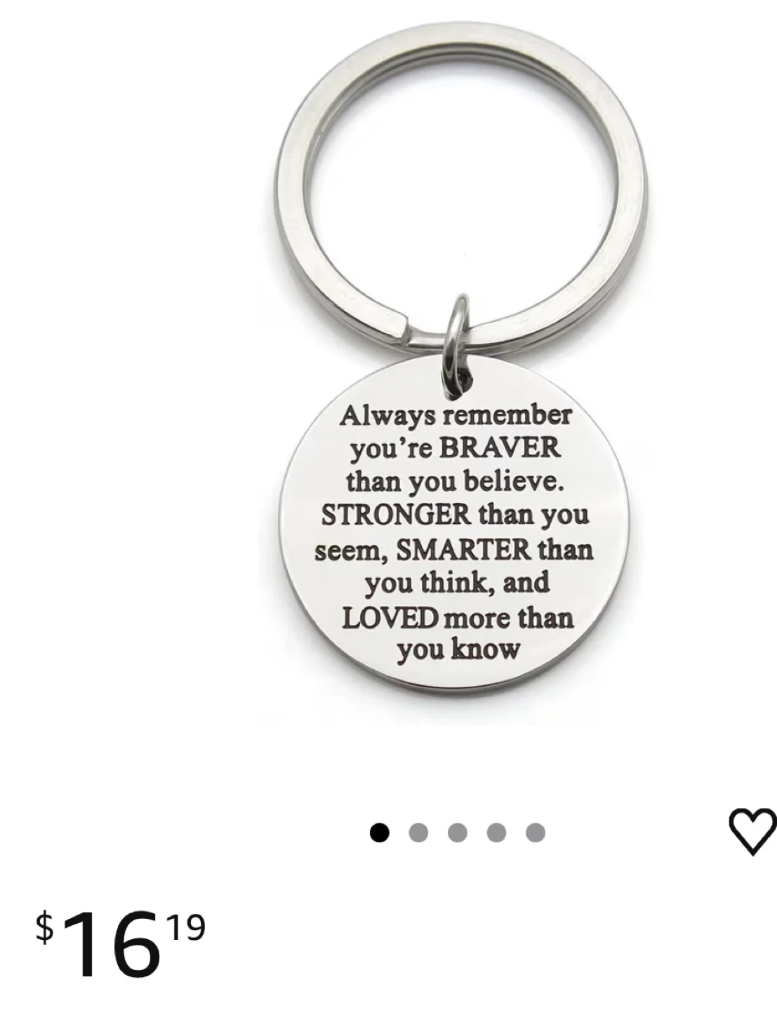 Inspirational Keychain - Braver, Stronger, Smarter, Loved - photo 2