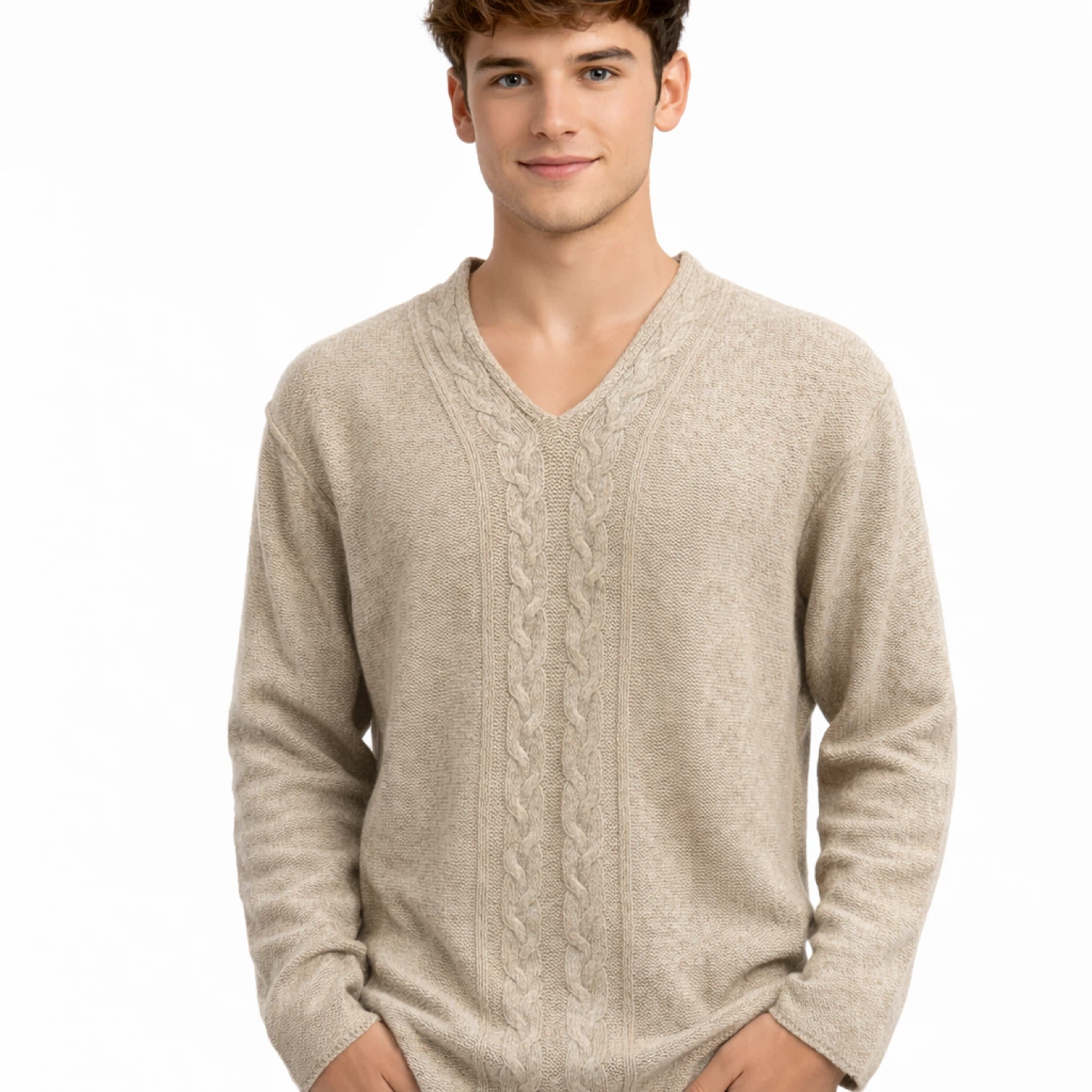 REISS Cable Knit Sweater Men’s Size L Wool Silk Blend