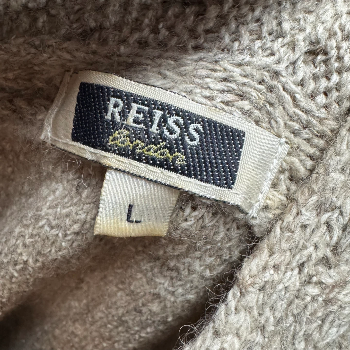 REISS Cable Knit Sweater Men’s Size L Wool Silk Blend - photo 3