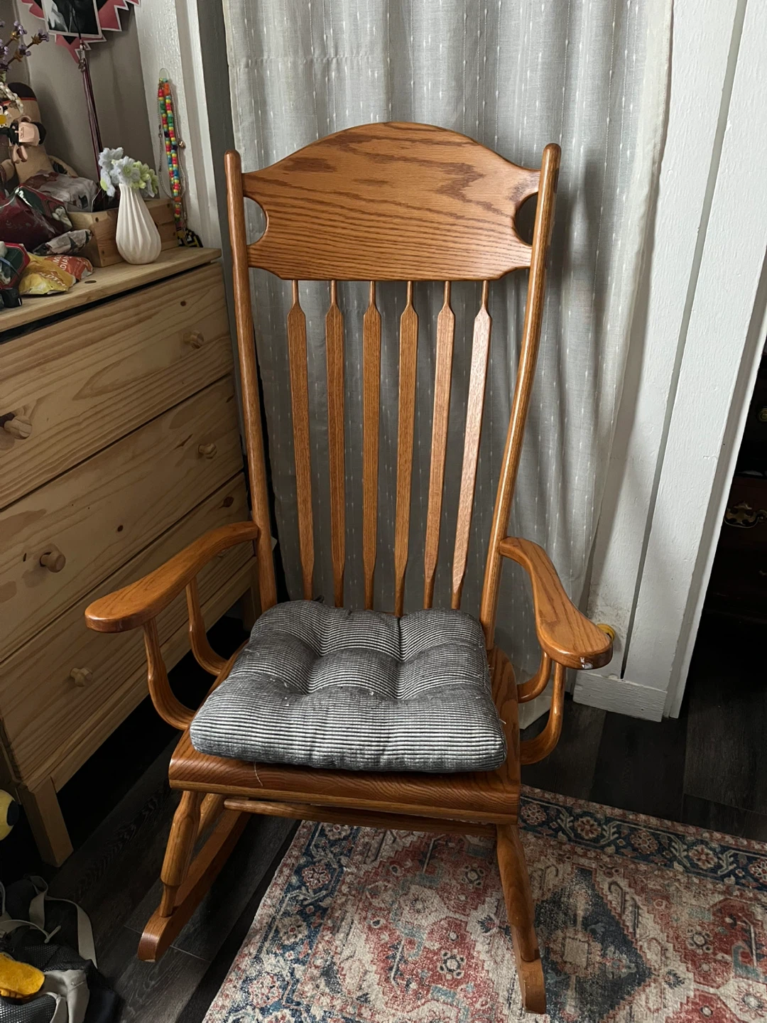 Wooden Rocking Chair with Cushion