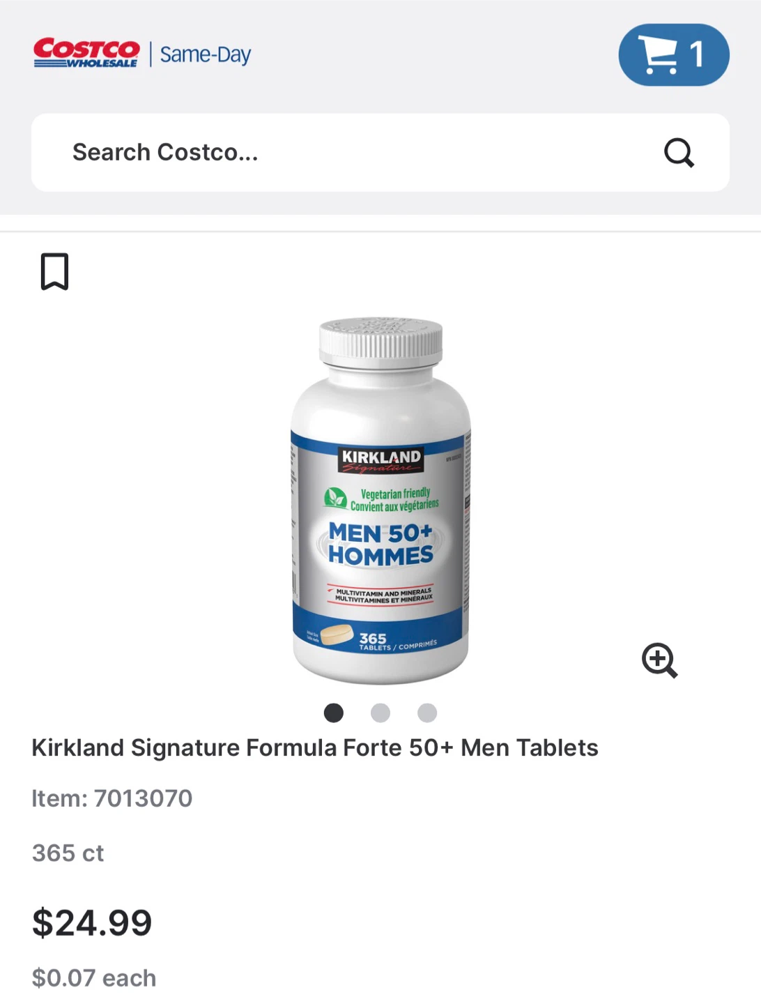 Kirkland Signature Men 50+ Multivitamin, 365 Tablets