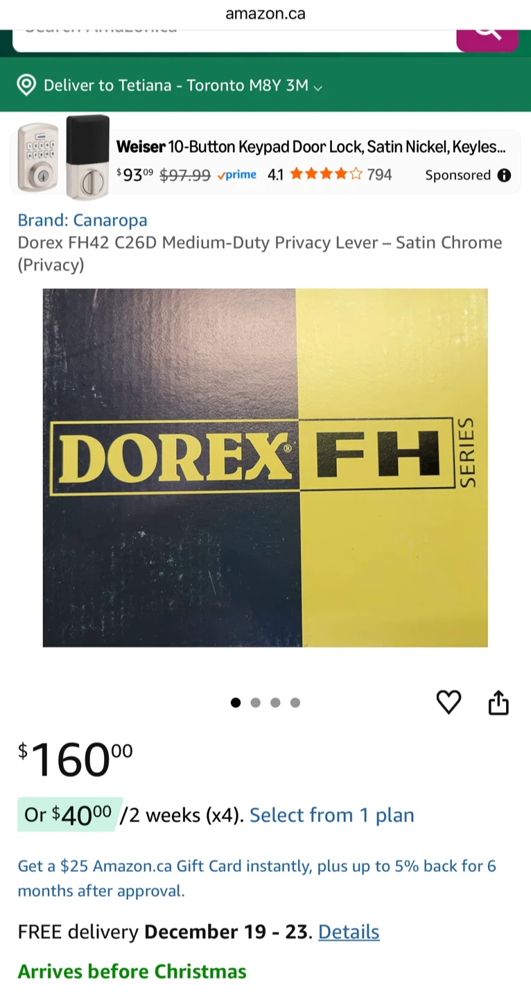 Dorex FH Series Door Lock - New in Box