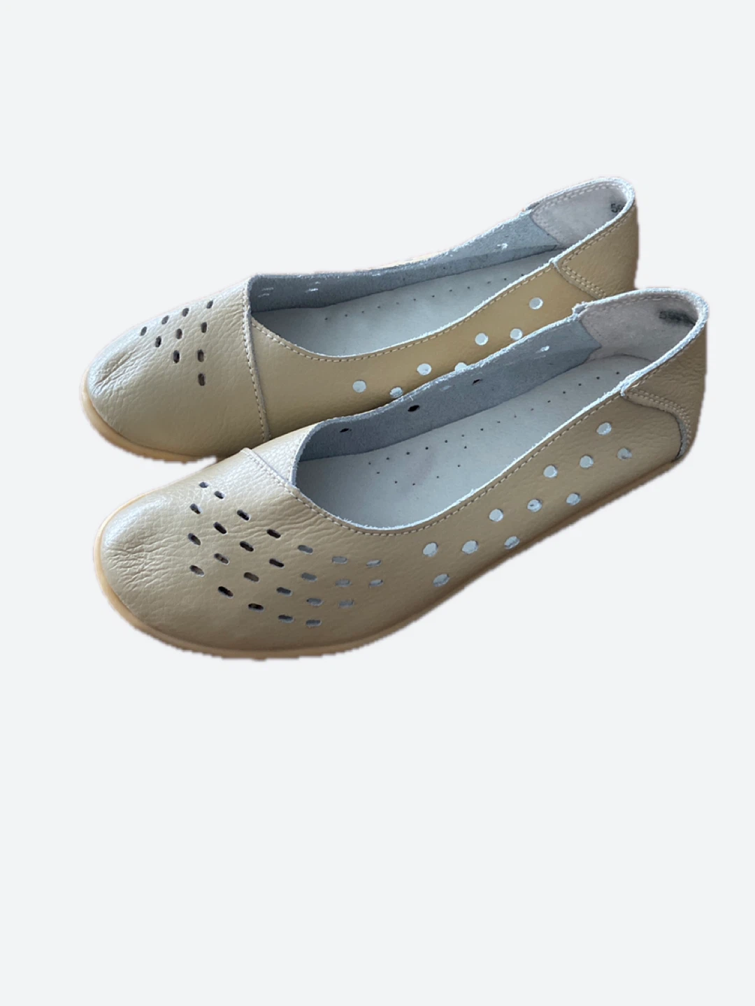 Beige Leather flat