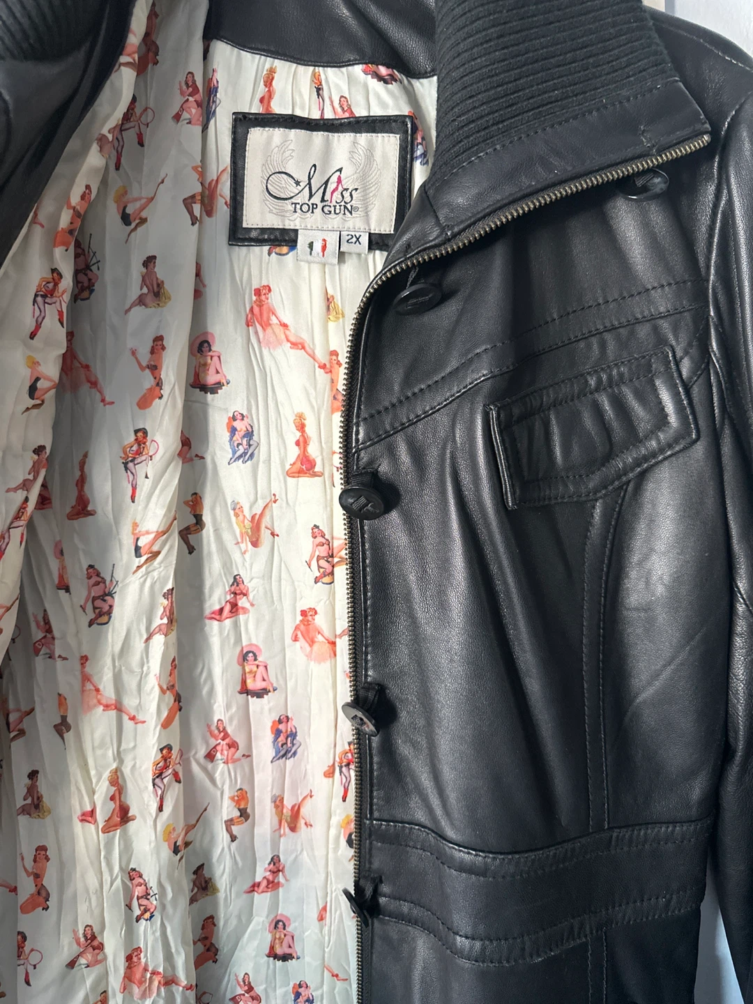 Miss Top Gun Leather Jacket - Size 2X - photo 3