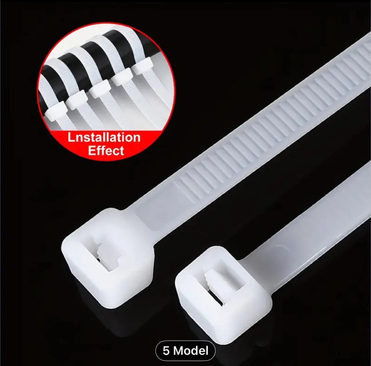 100pcs White Cable Ties, High-Quality Plastic Ties