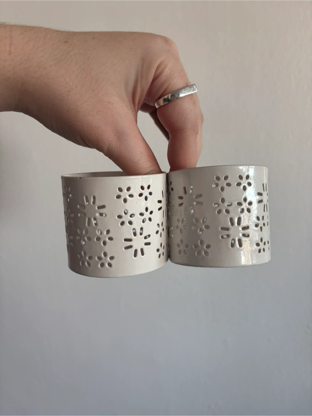 Pair of Metal Tea Light Holders